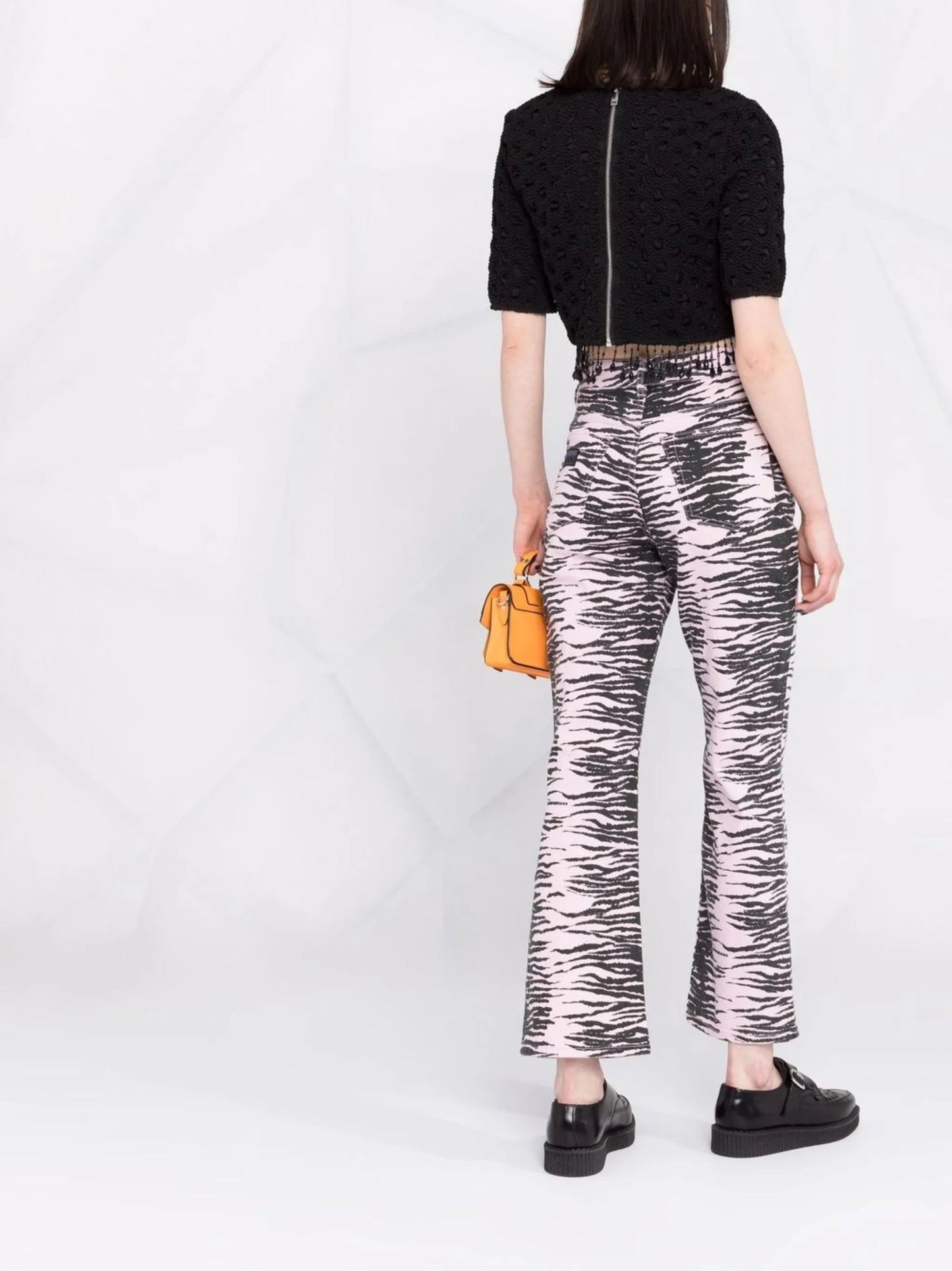 Betzy tiger-stripe cropped jeans