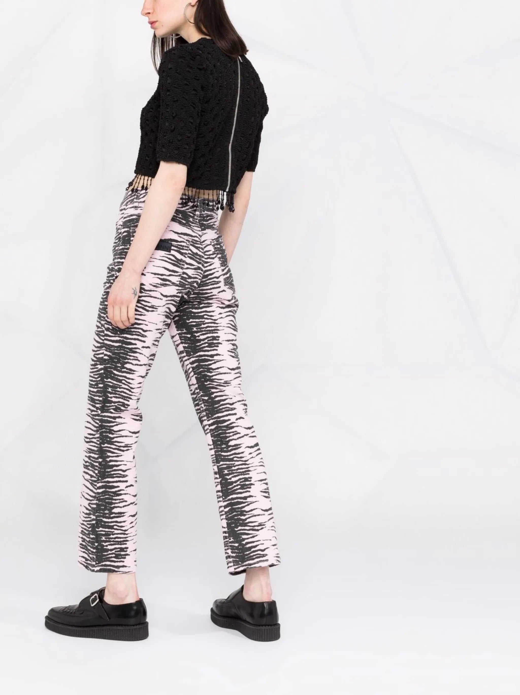 Betzy tiger-stripe cropped jeans