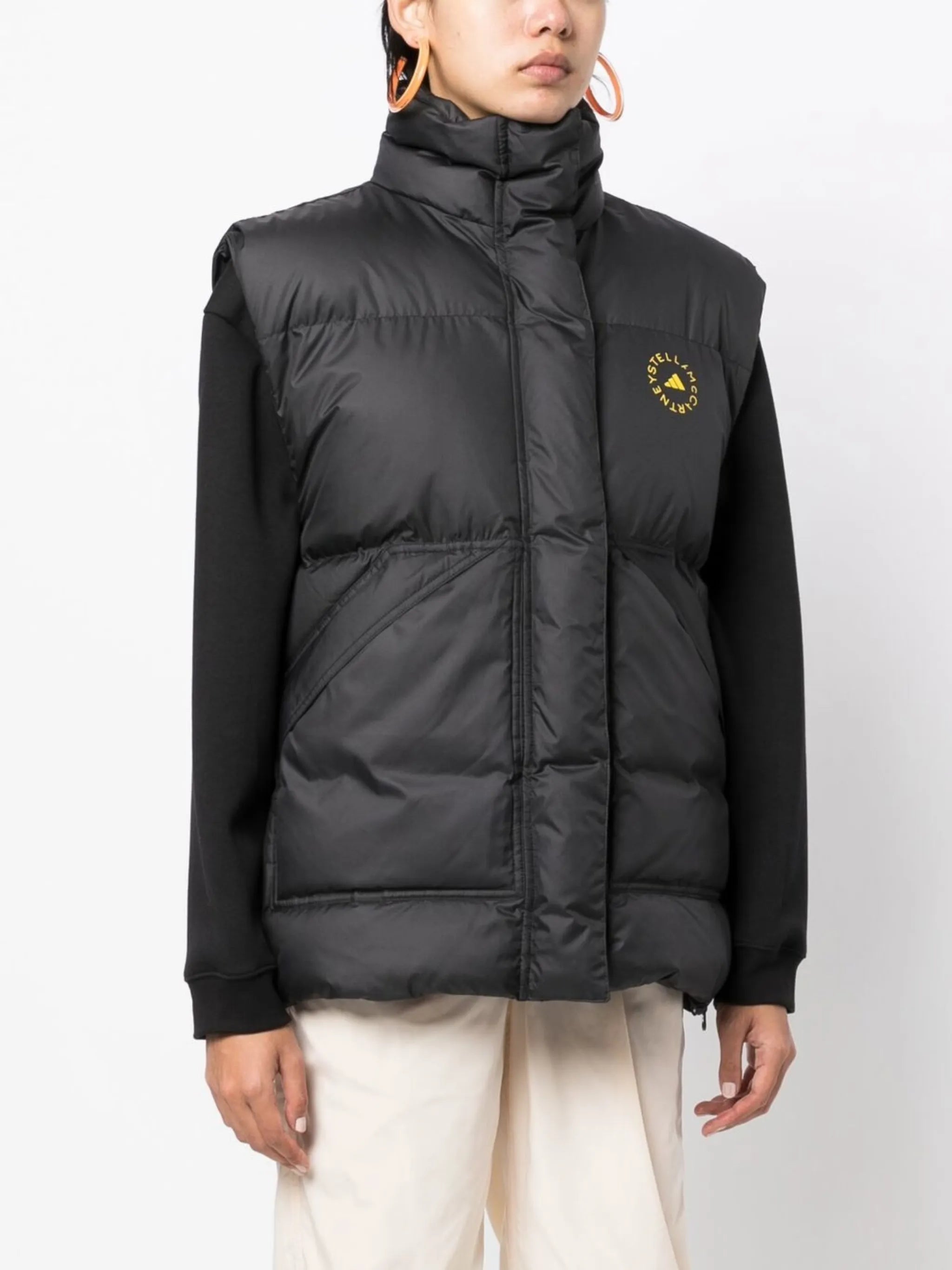 logo-print padded gilet