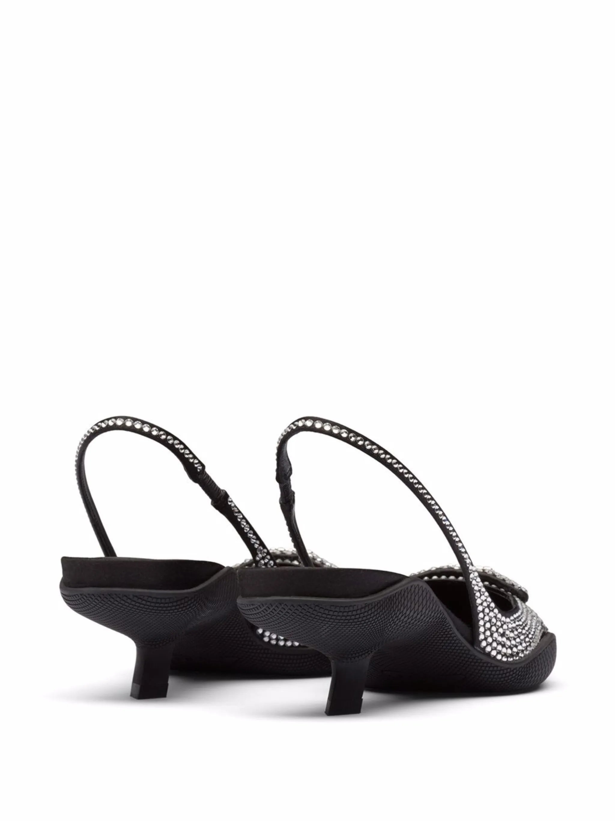 crystal-embellished satin slingback pumps