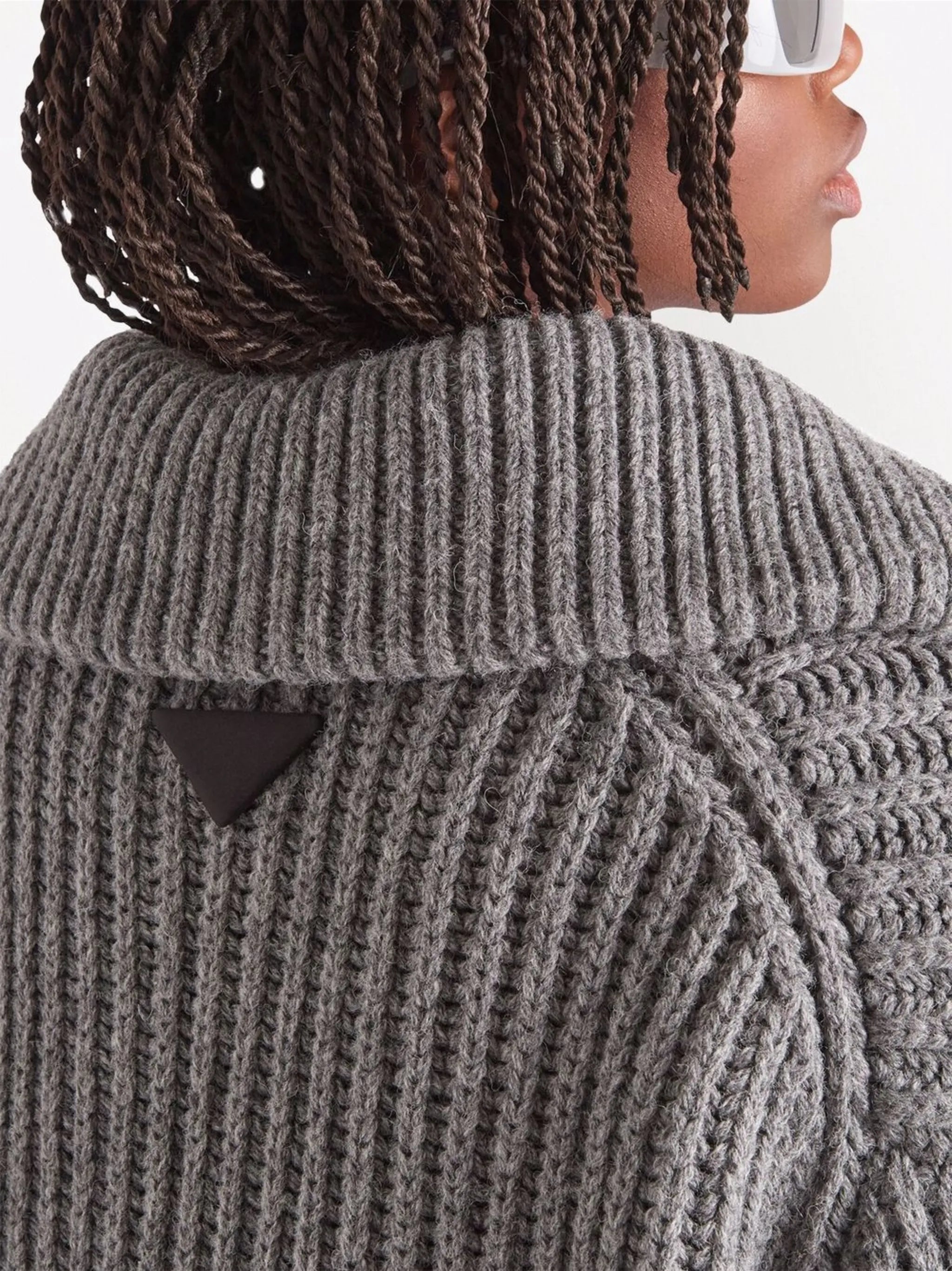 ribbed-knit lace-up cardi-coat
