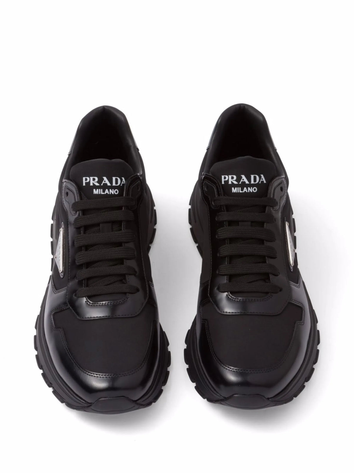 Prax 01 Re-nylon and brushed leather sneakers