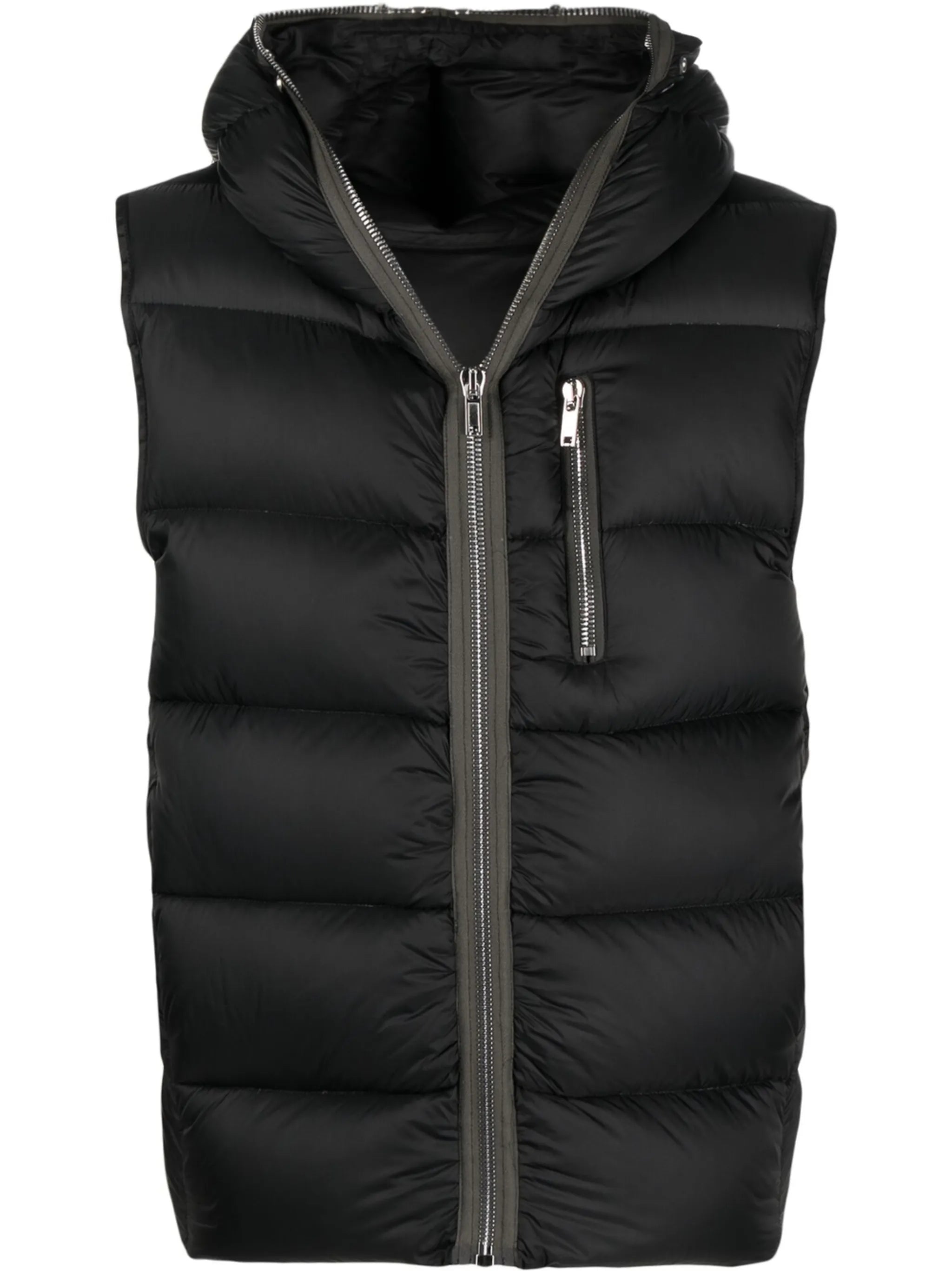 zip-fastening hooded gilet