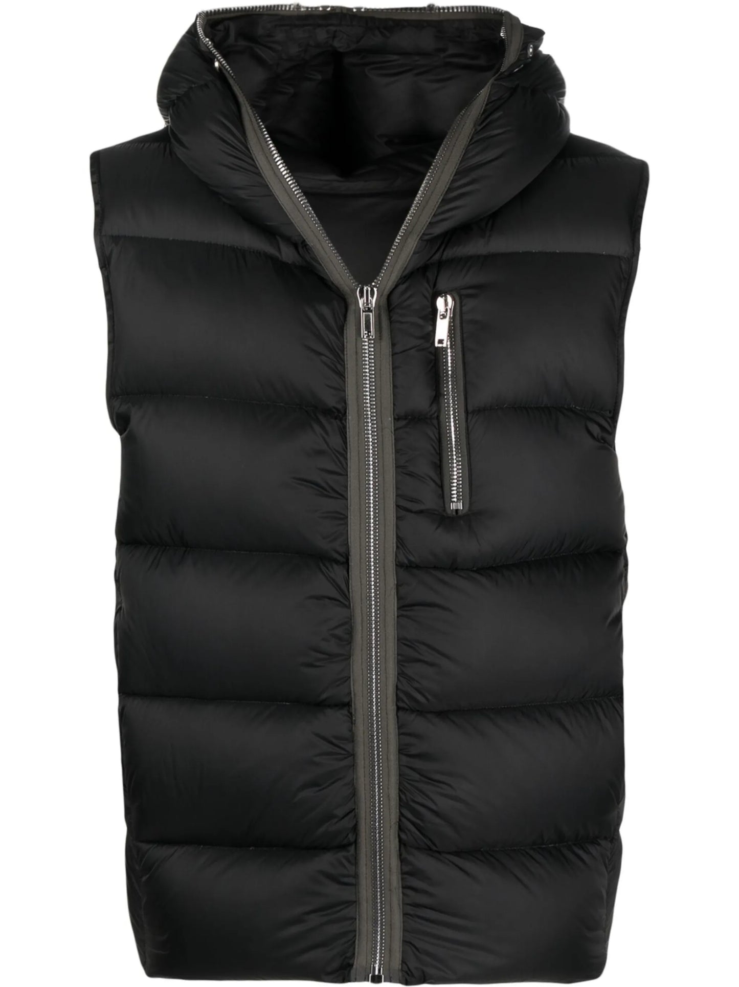 zip-fastening hooded gilet
