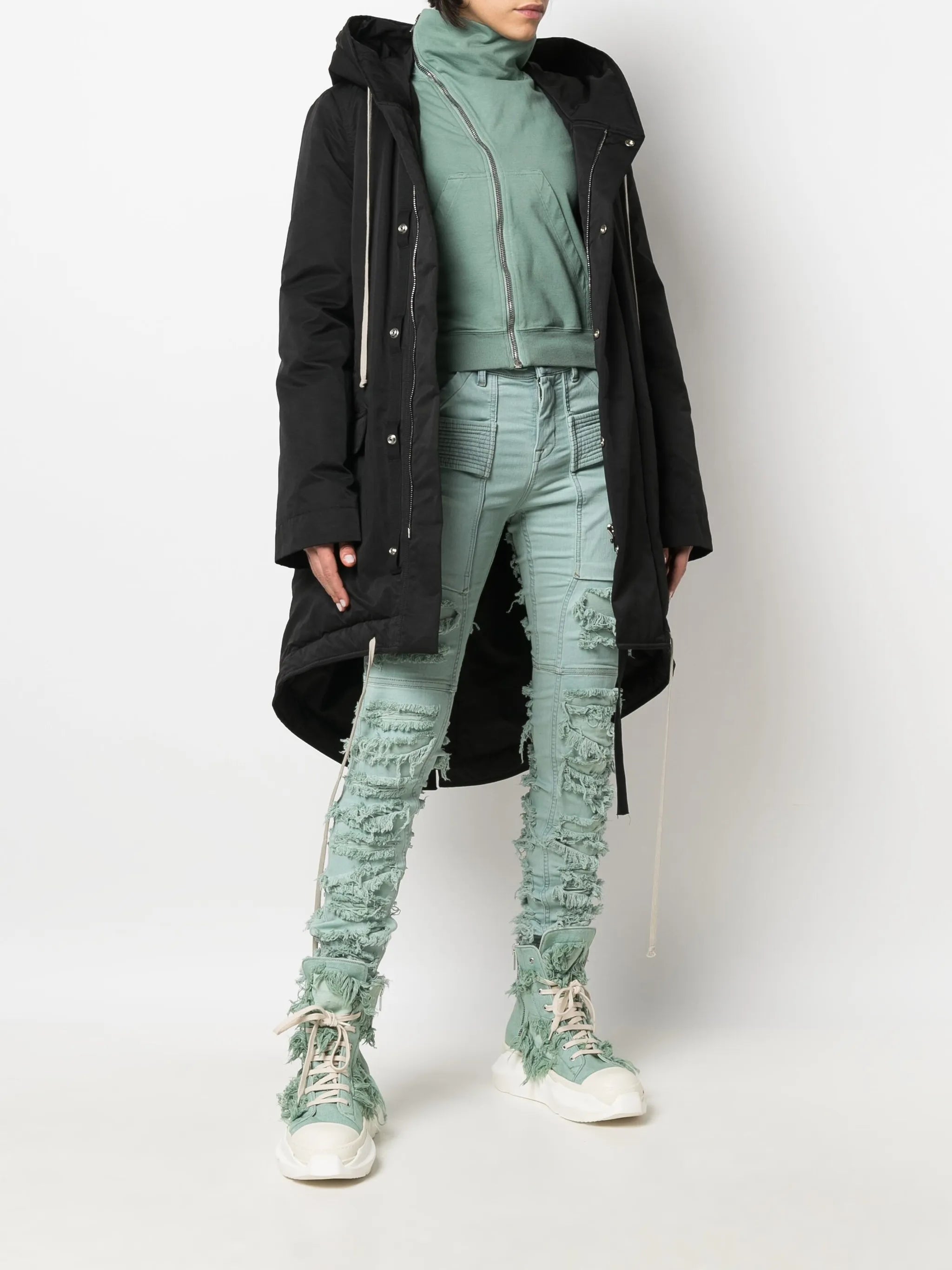 fishtail-hem parka