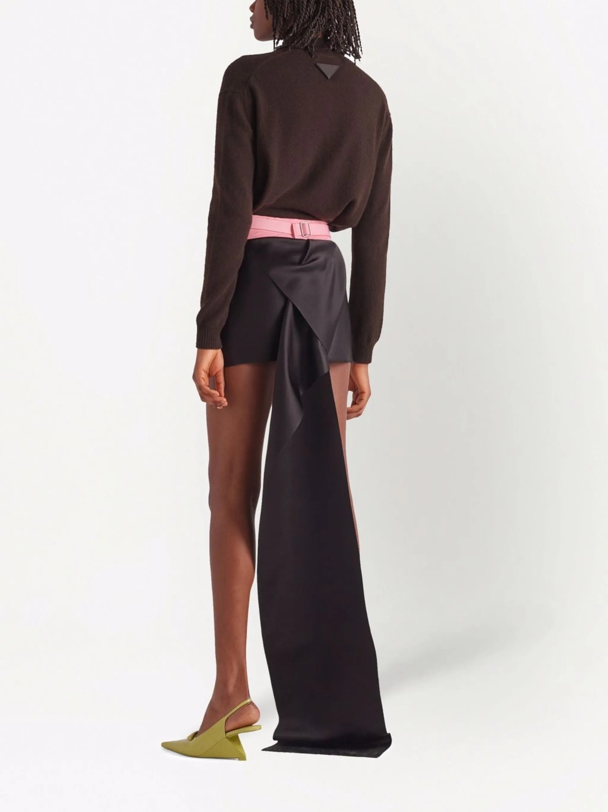 draped panel satin mini skirt