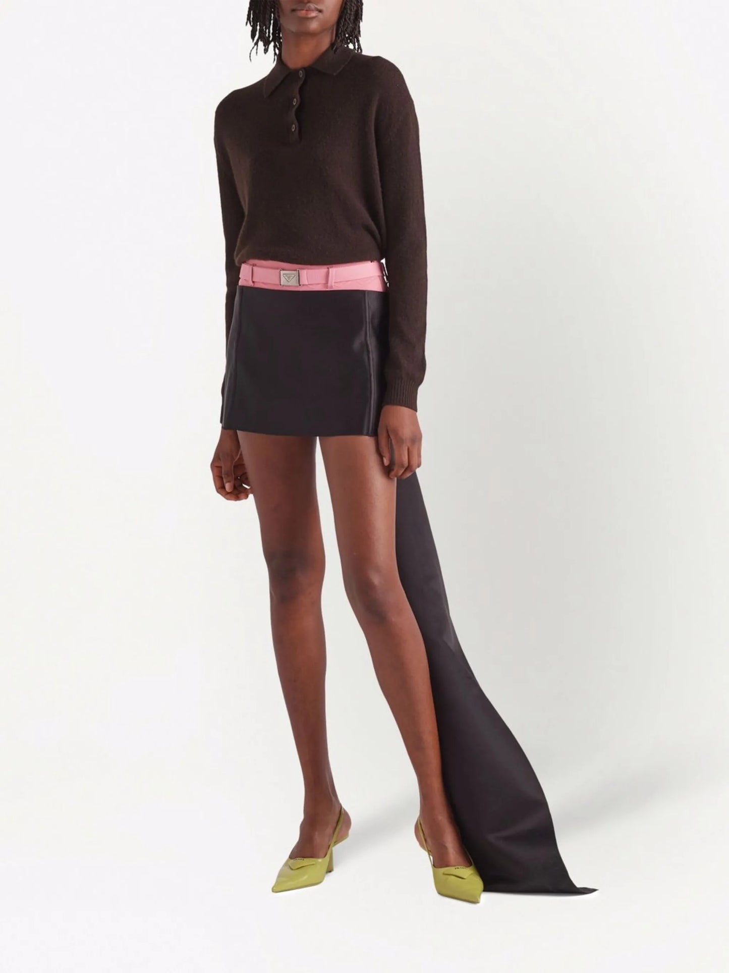 draped panel satin mini skirt