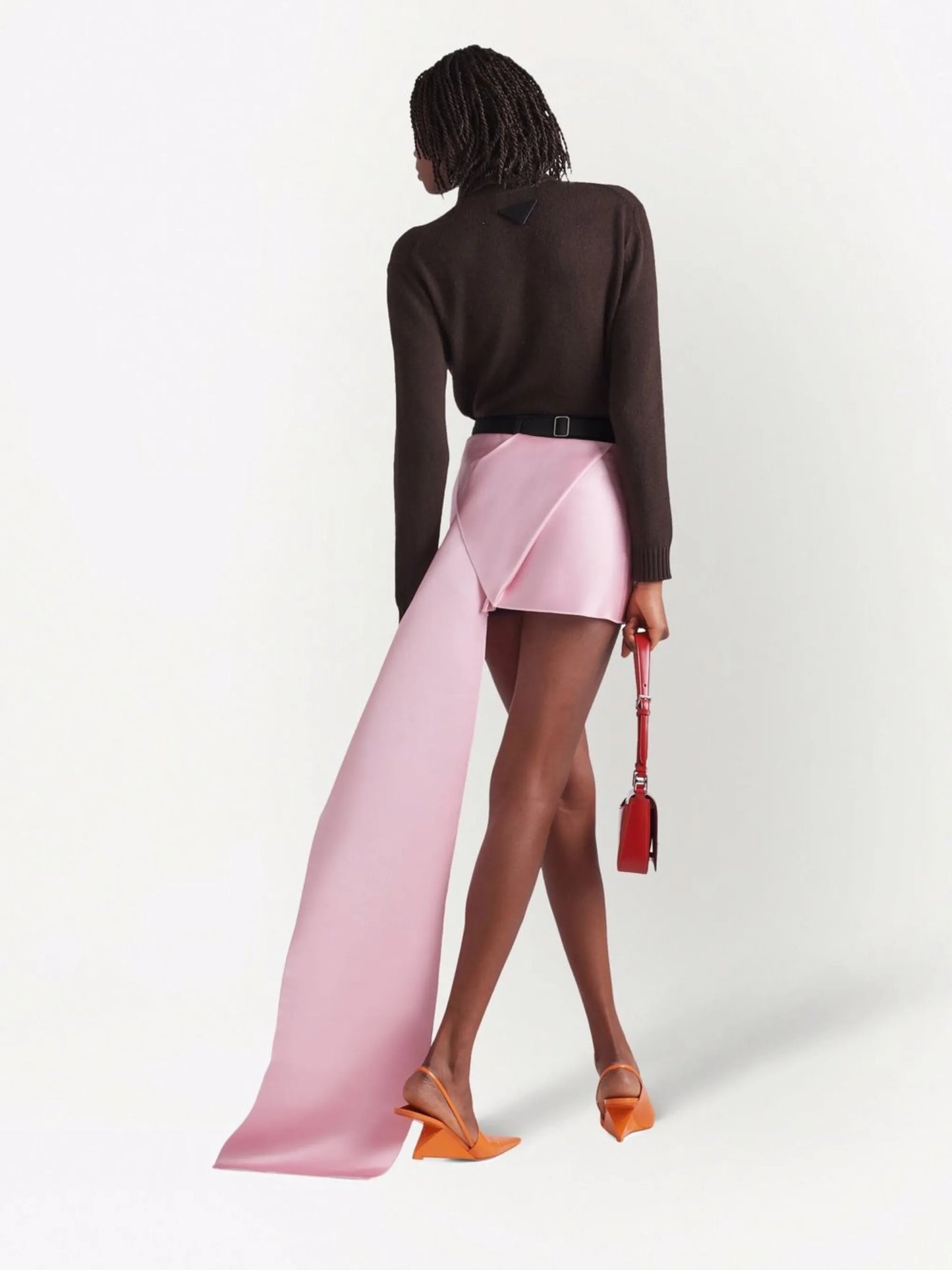 draped panel satin mini skirt
