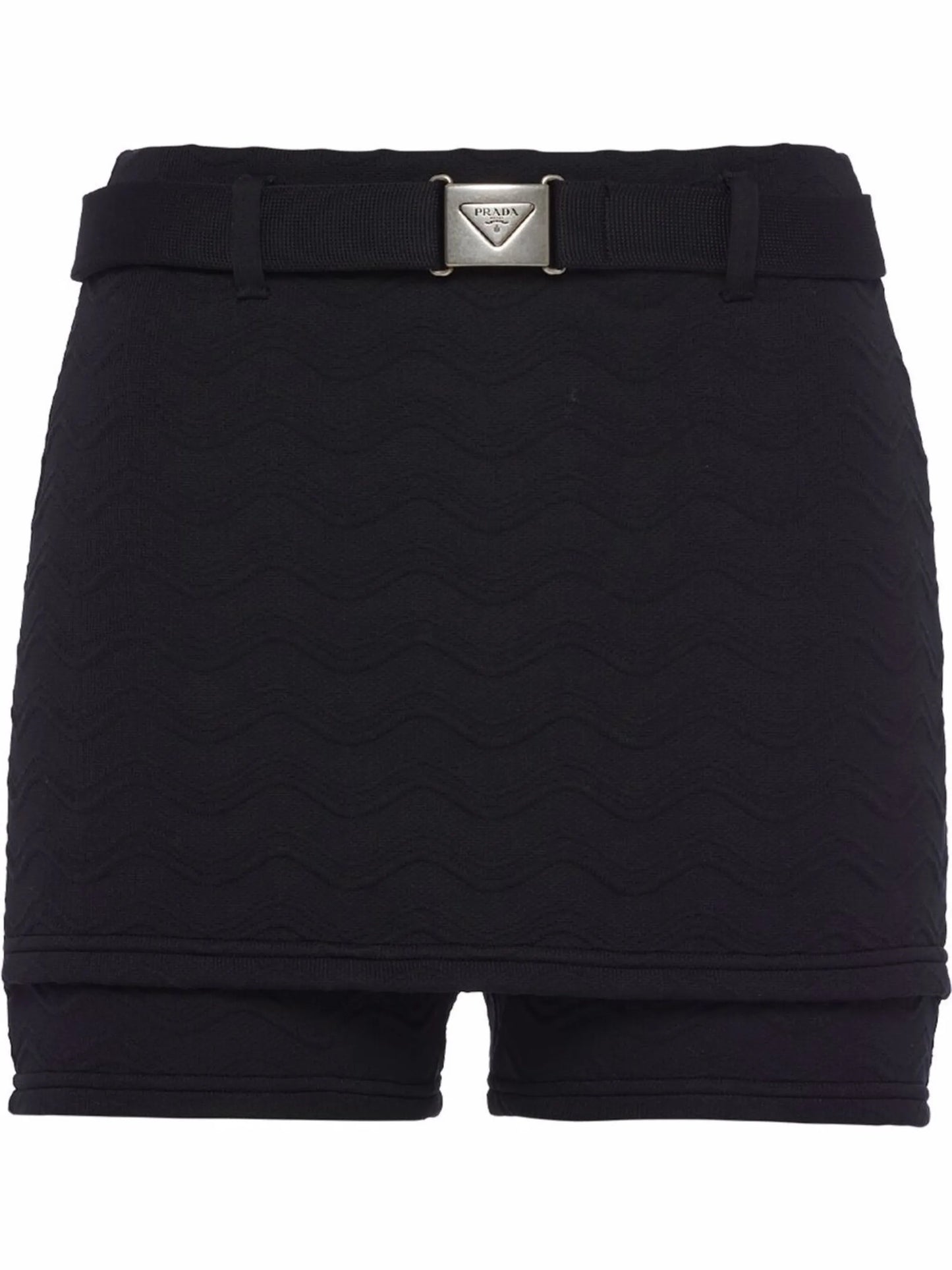 jacquard belted mini shorts
