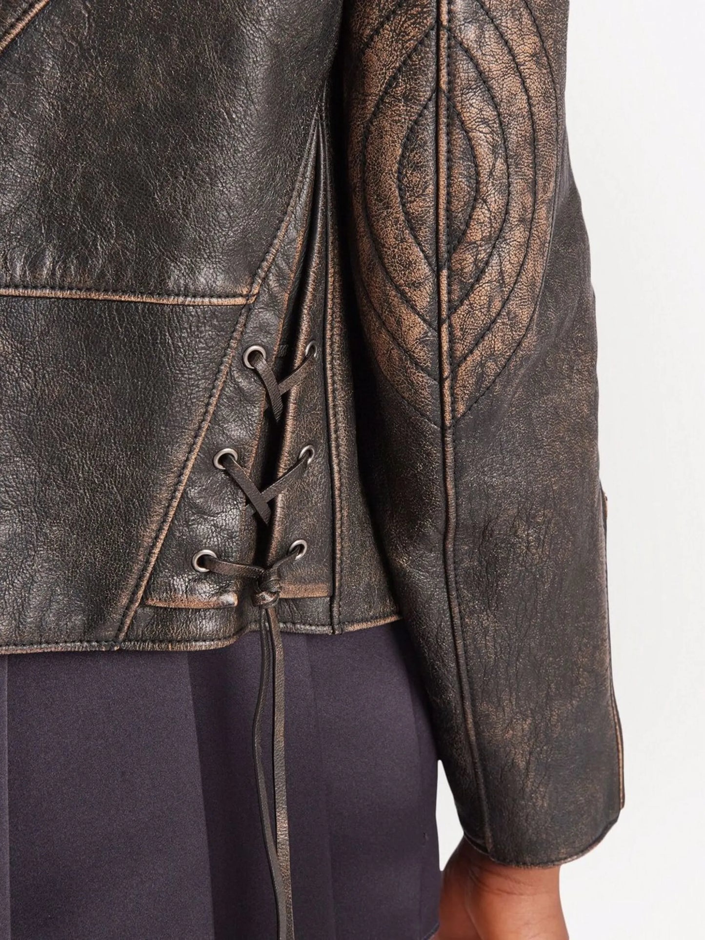 faded leather biker jacket