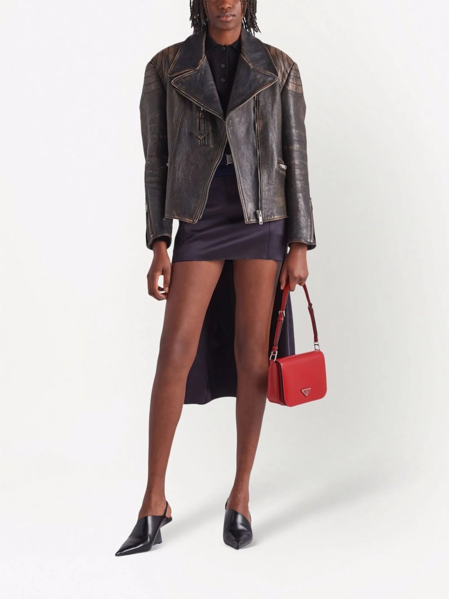 faded leather biker jacket