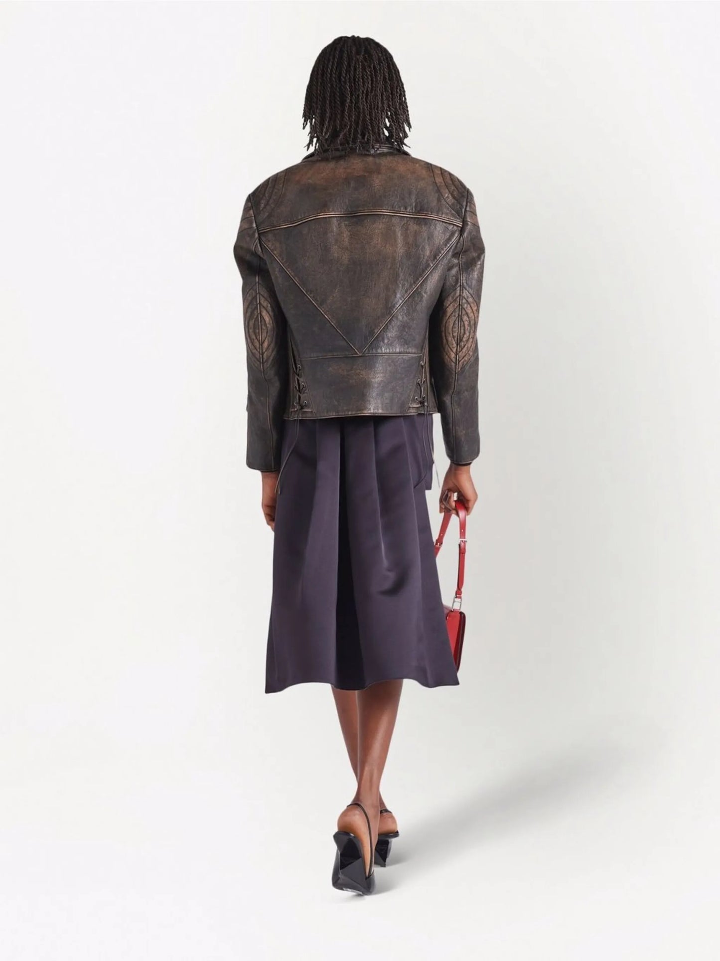 faded leather biker jacket