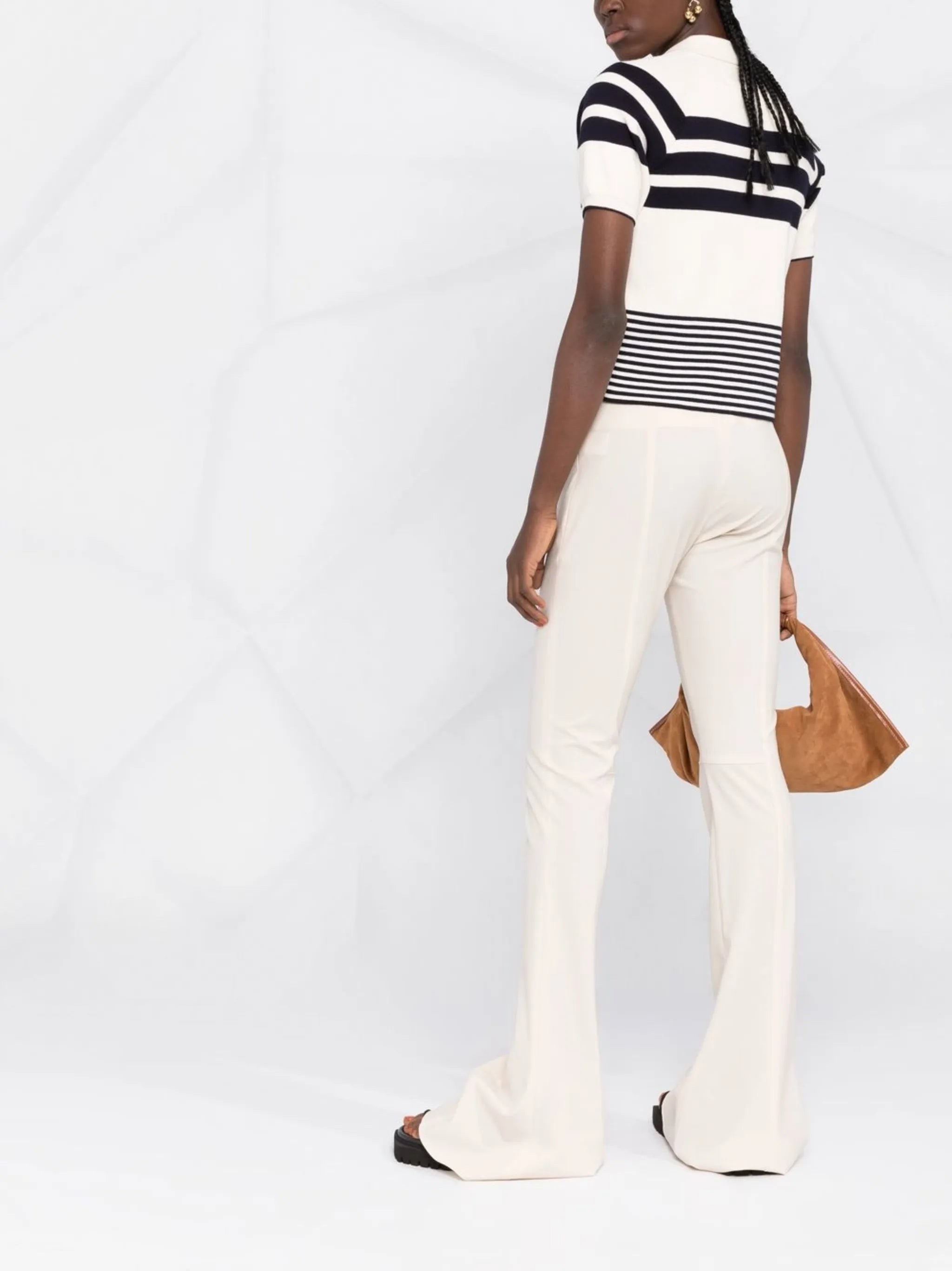 wool-blend flared trousers