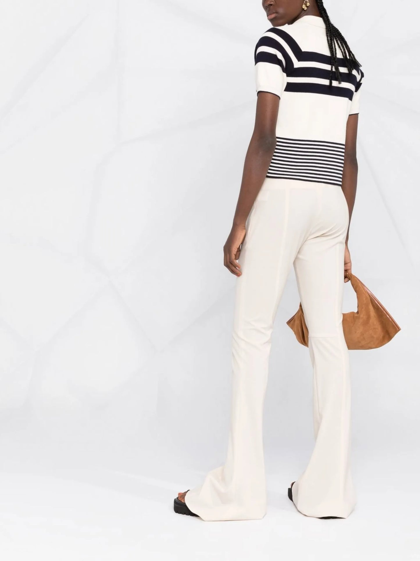 wool-blend flared trousers