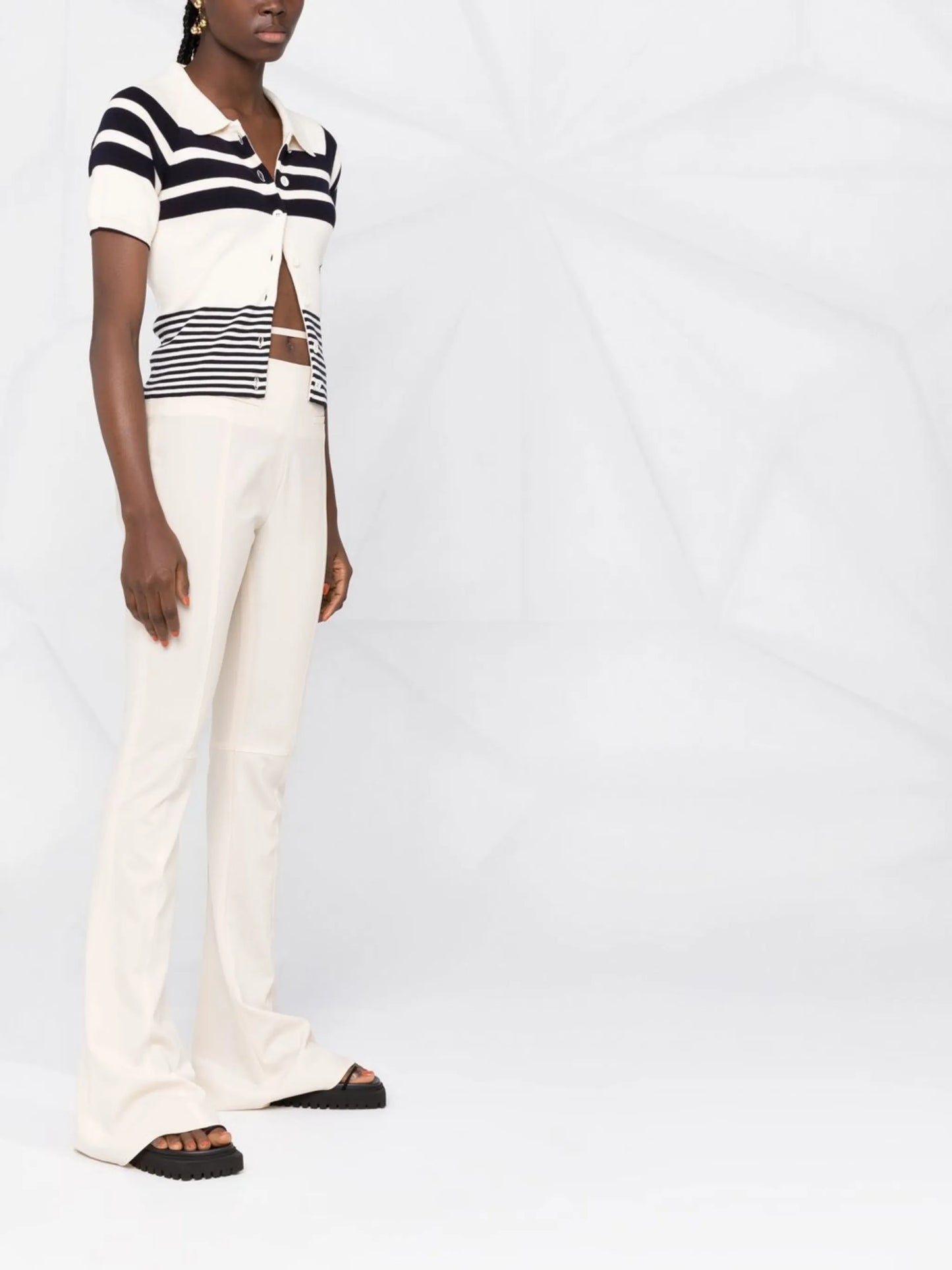 wool-blend flared trousers