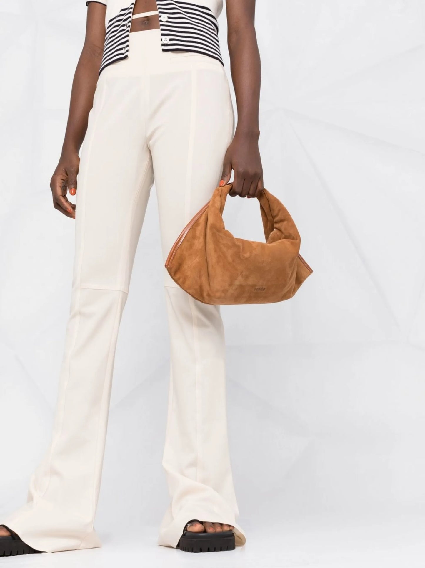 wool-blend flared trousers