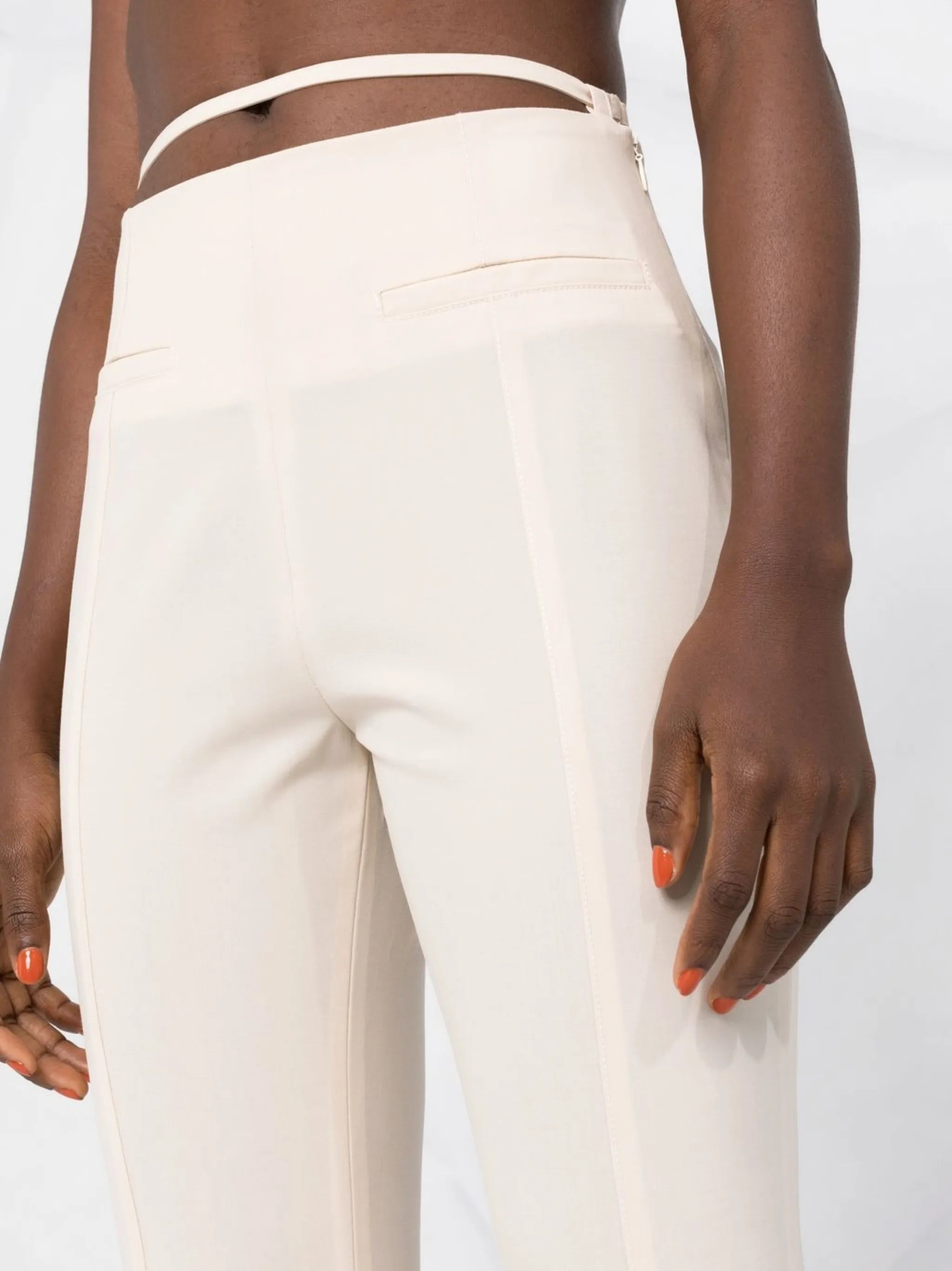 wool-blend flared trousers