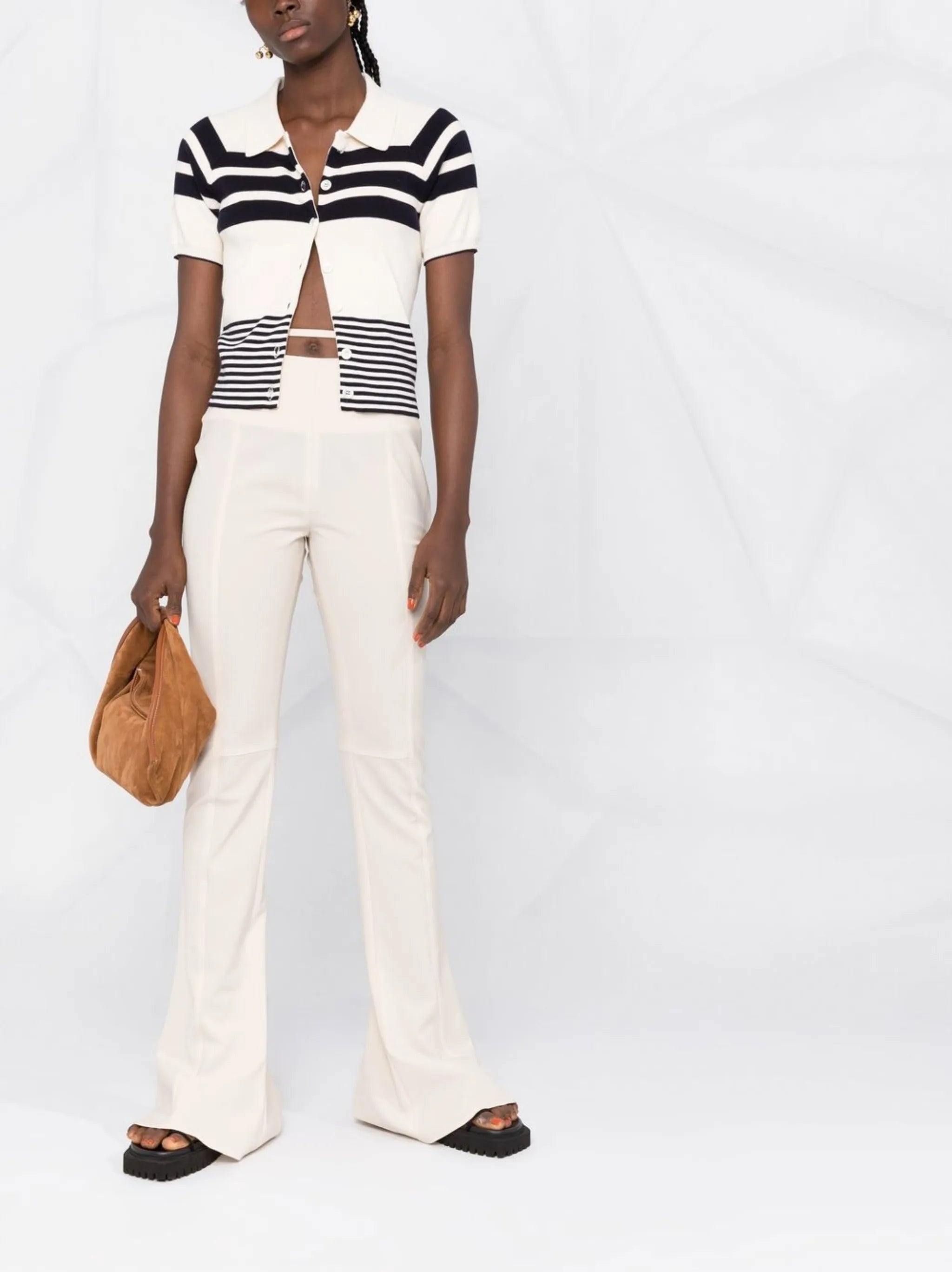 wool-blend flared trousers
