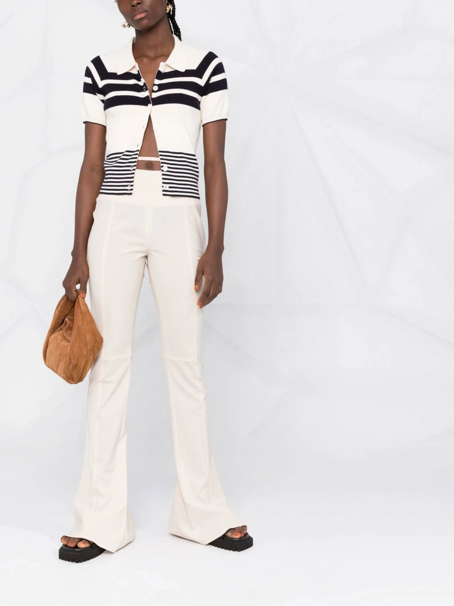 wool-blend flared trousers