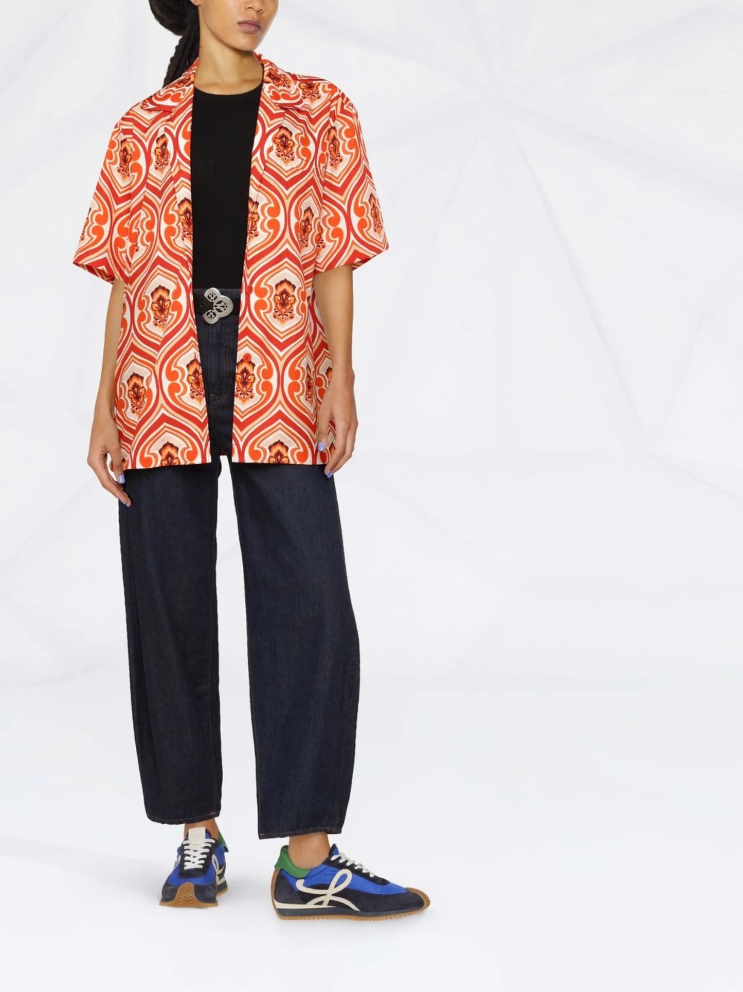 motif-print cotton shirt