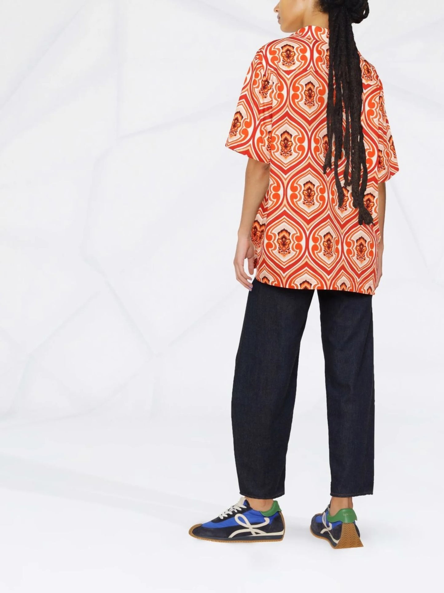 motif-print cotton shirt