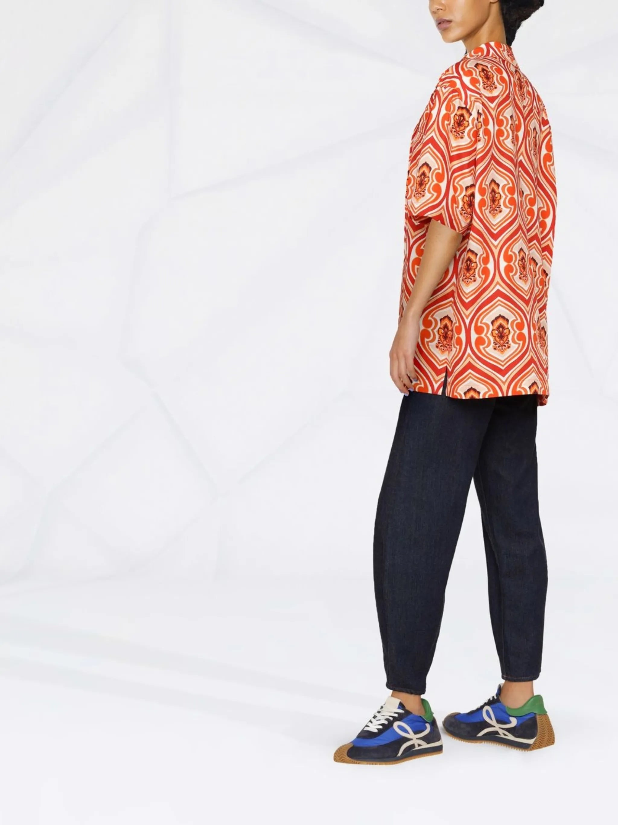 motif-print cotton shirt