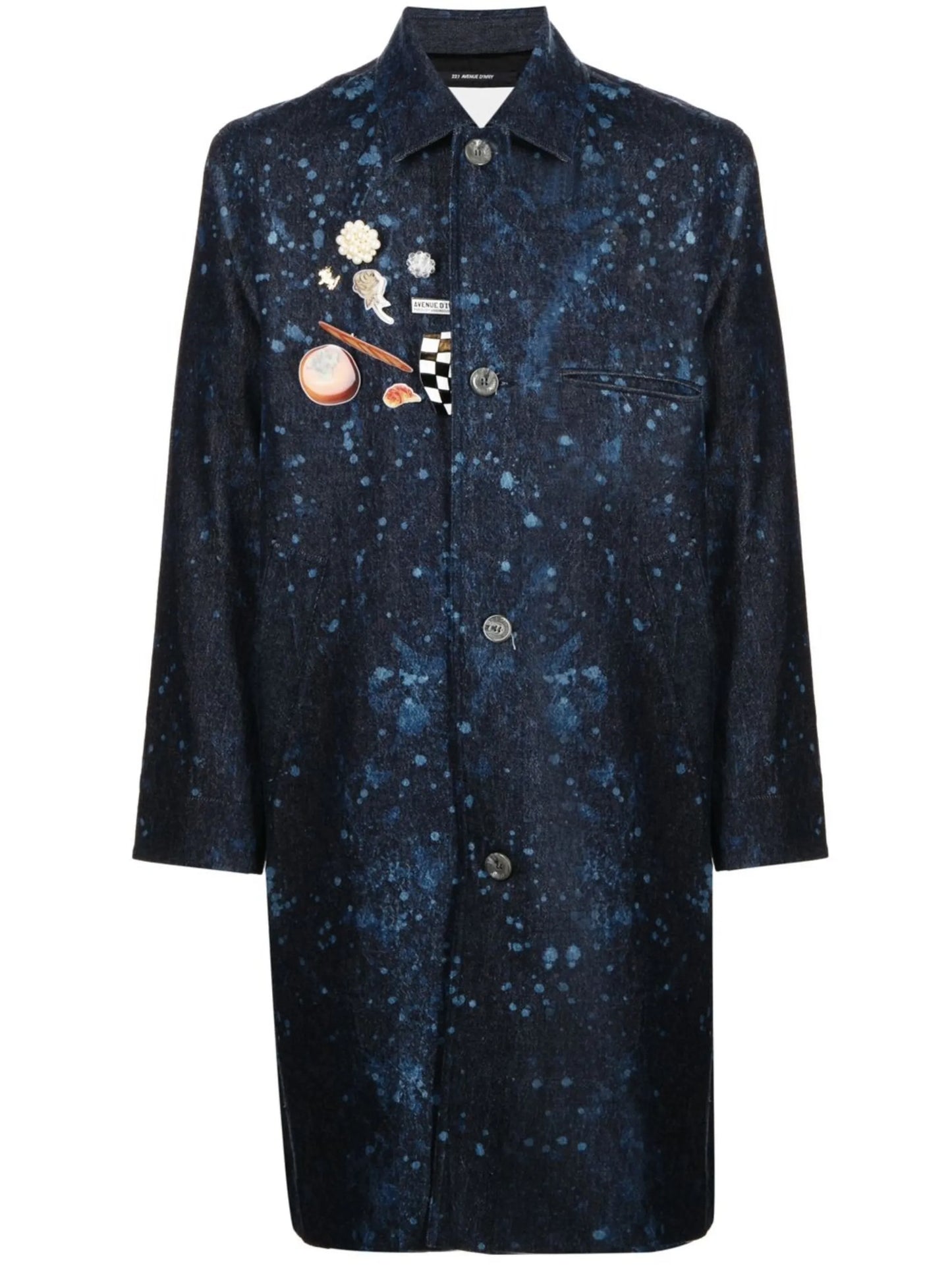 paint-splatter coach coat