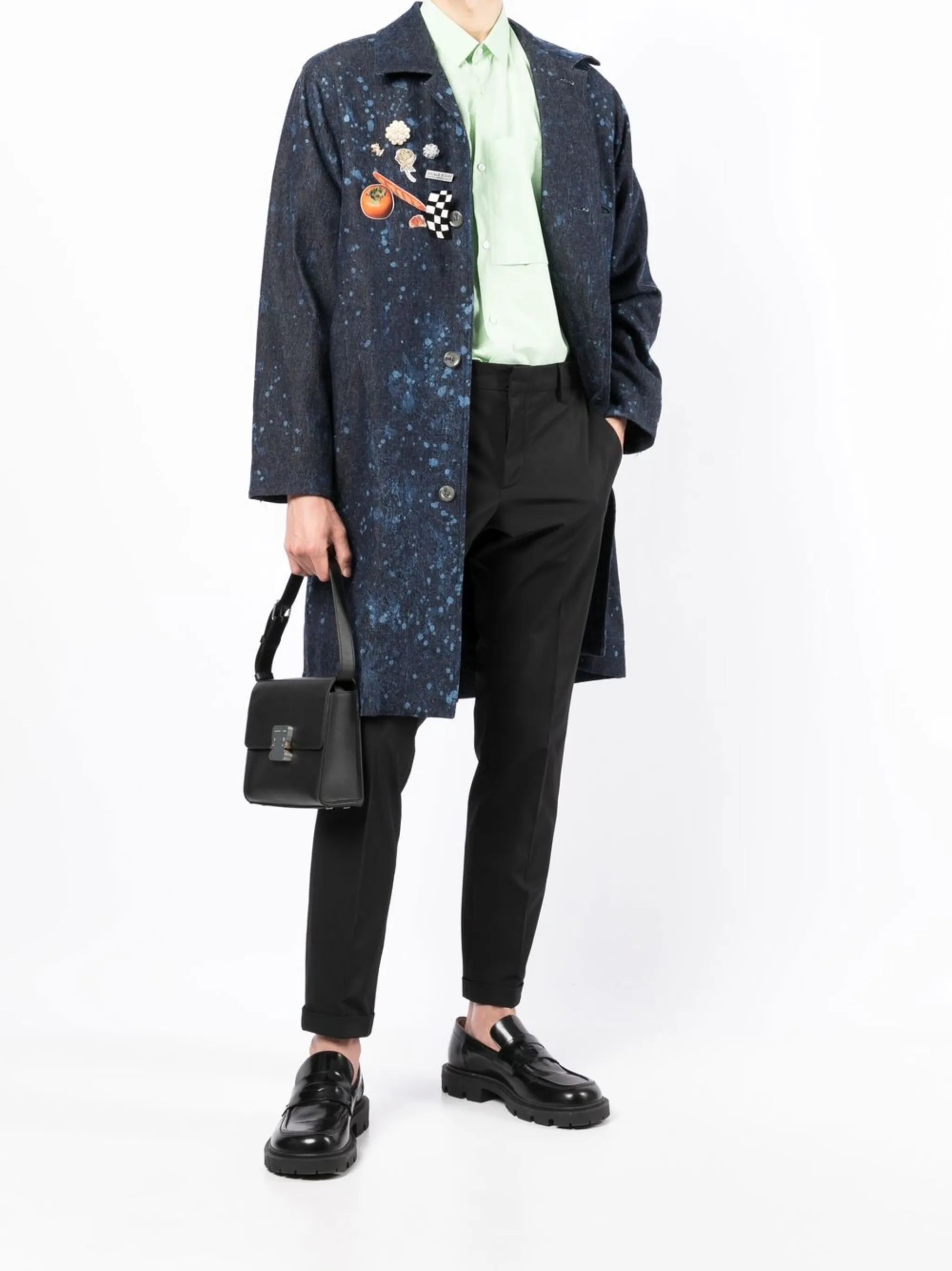 paint-splatter coach coat