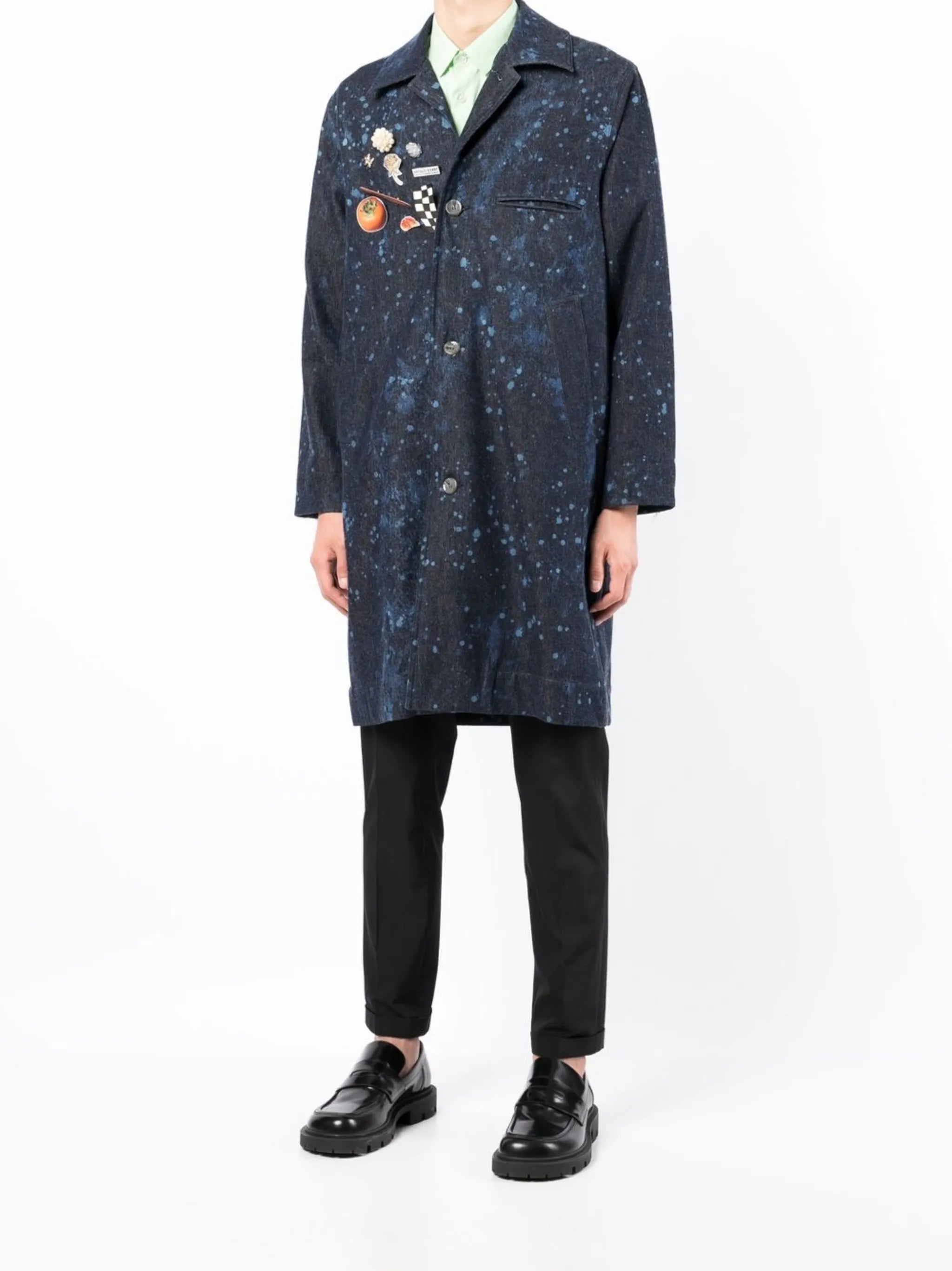 paint-splatter coach coat