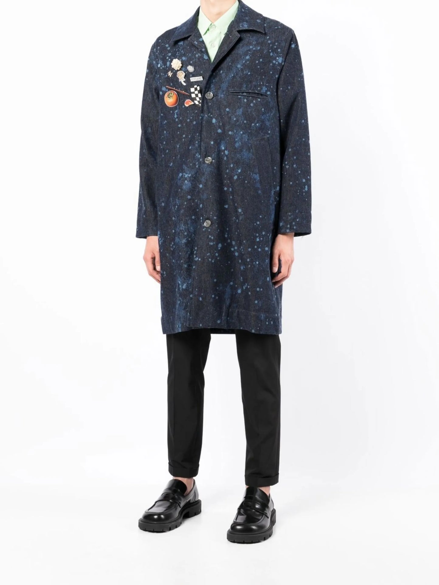 paint-splatter coach coat