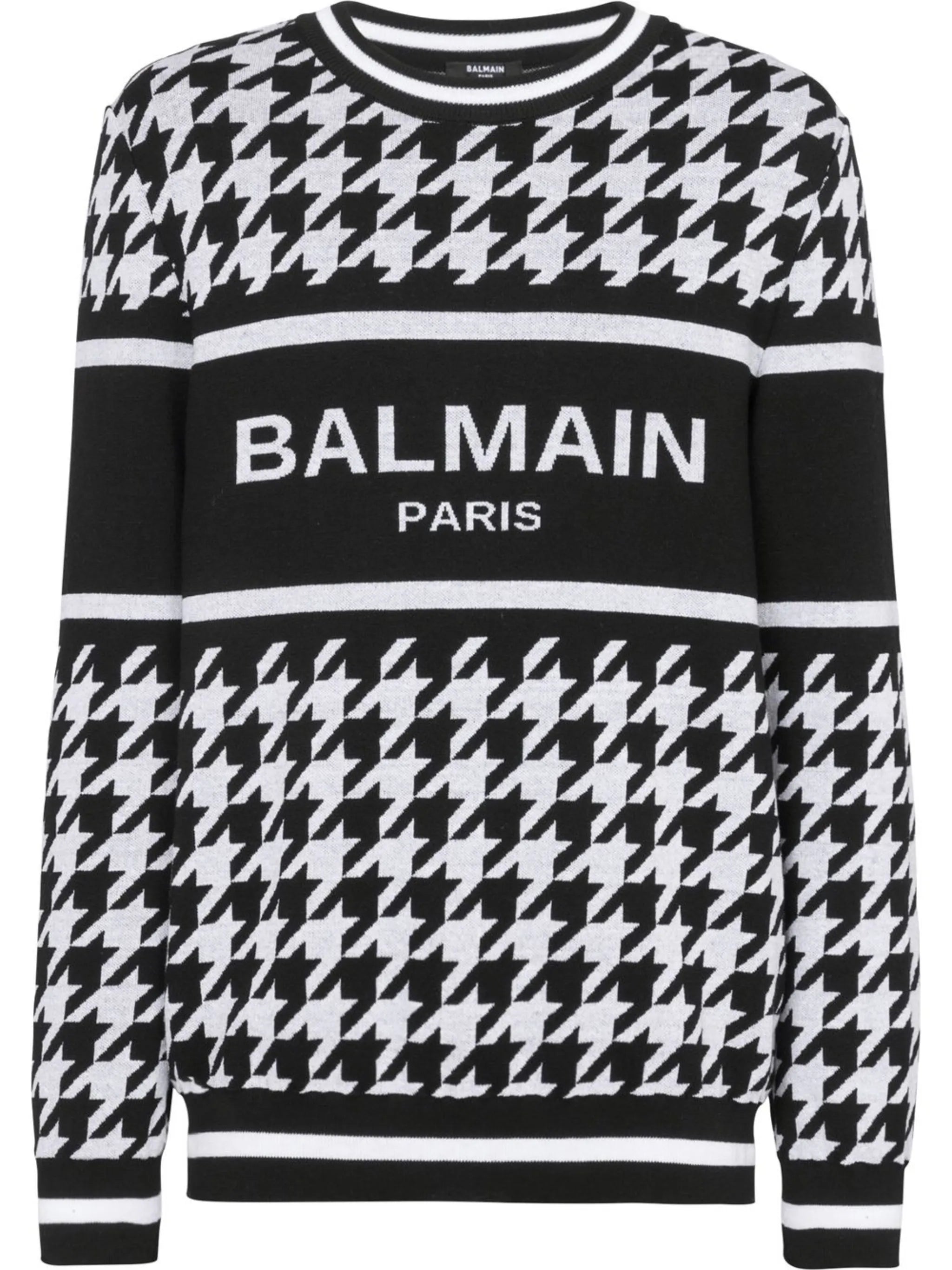 logo-print houndstooth jumper