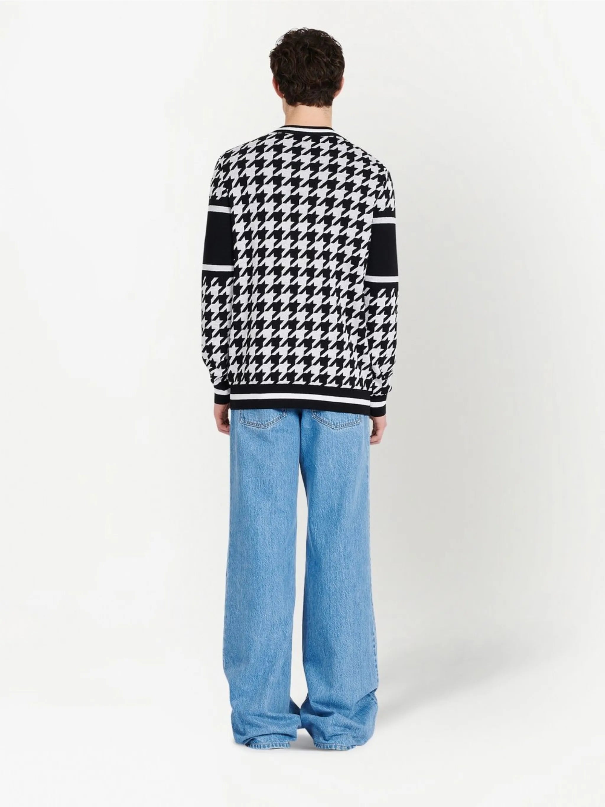 logo-print houndstooth jumper