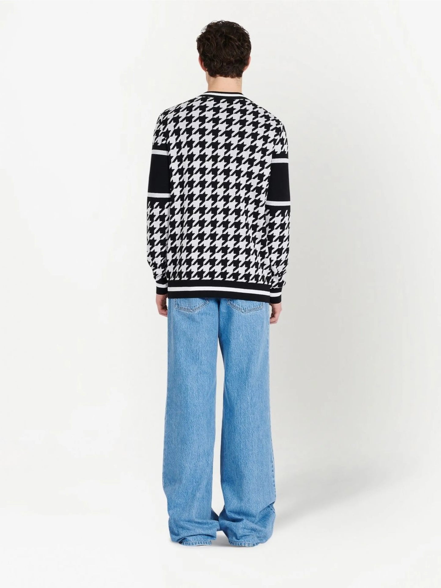 logo-print houndstooth jumper