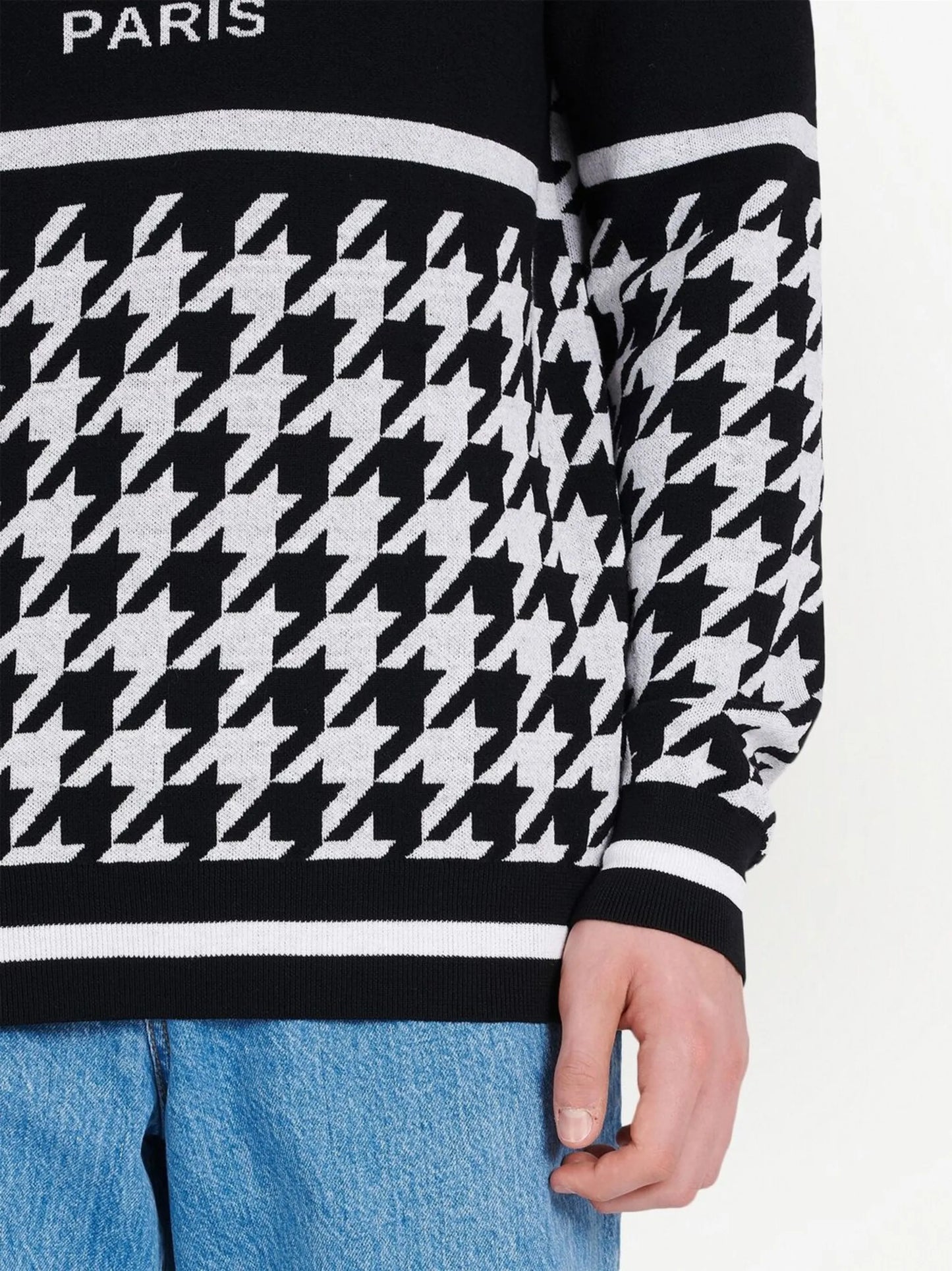 logo-print houndstooth jumper