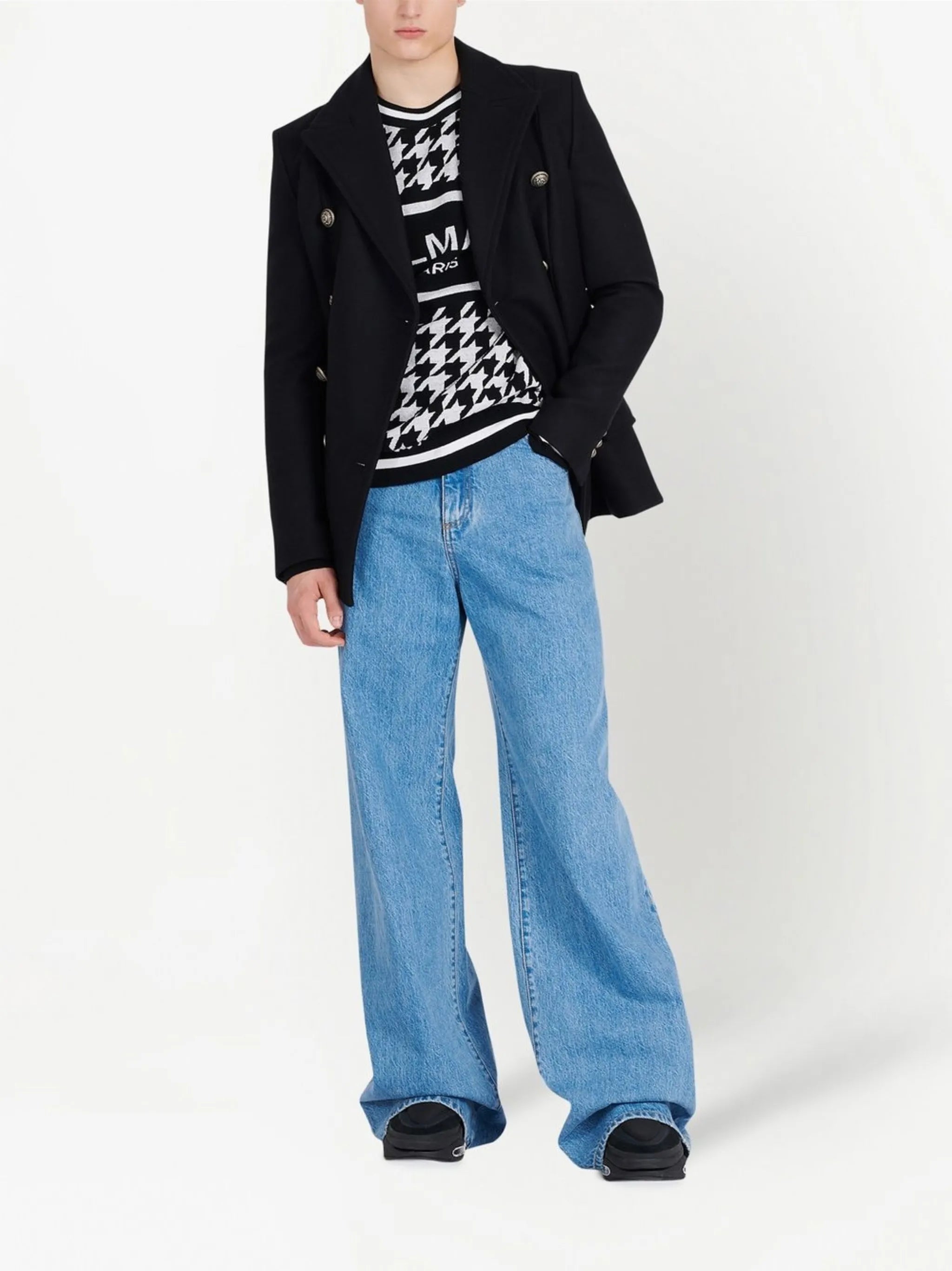 logo-print houndstooth jumper