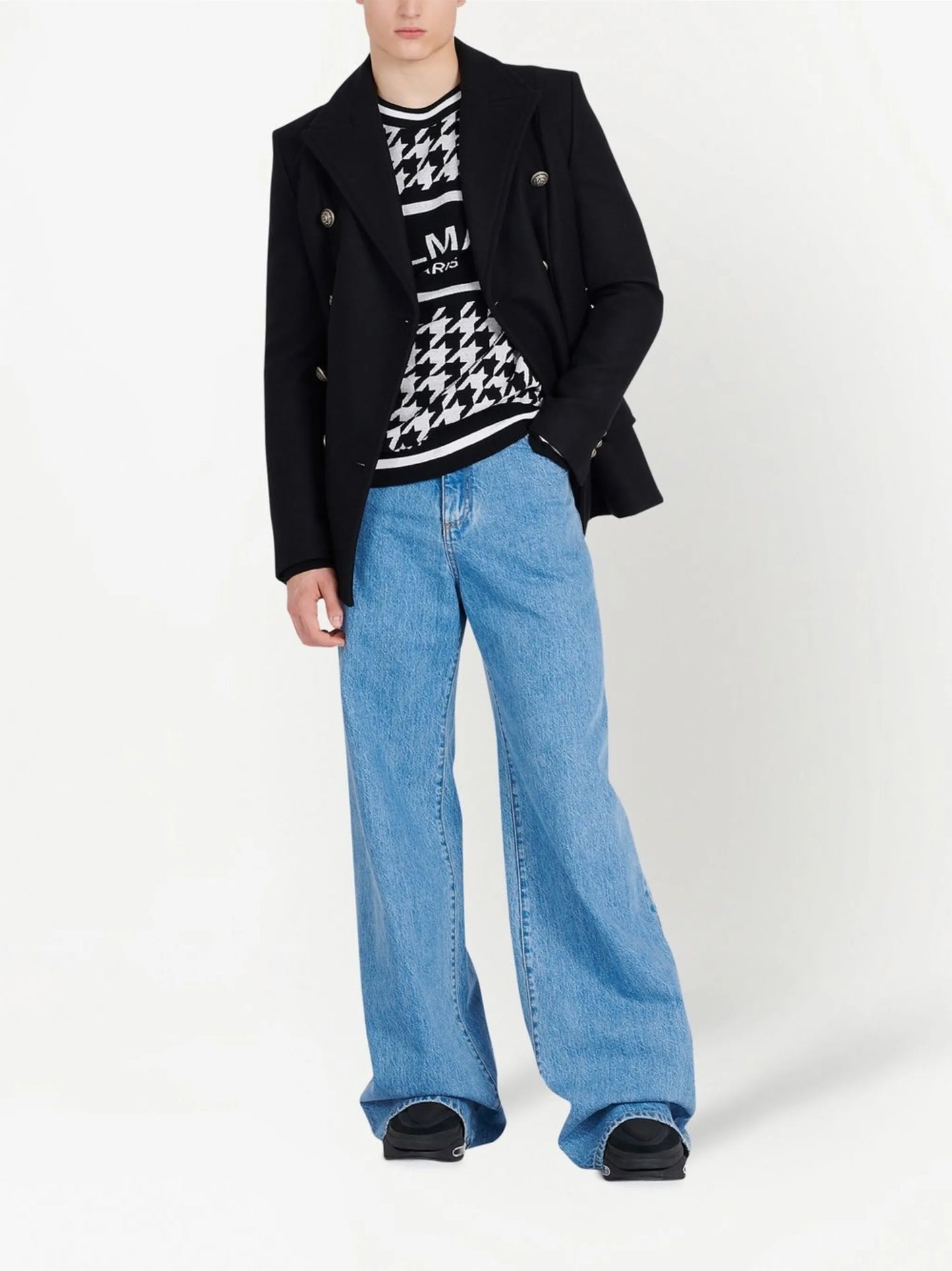 logo-print houndstooth jumper