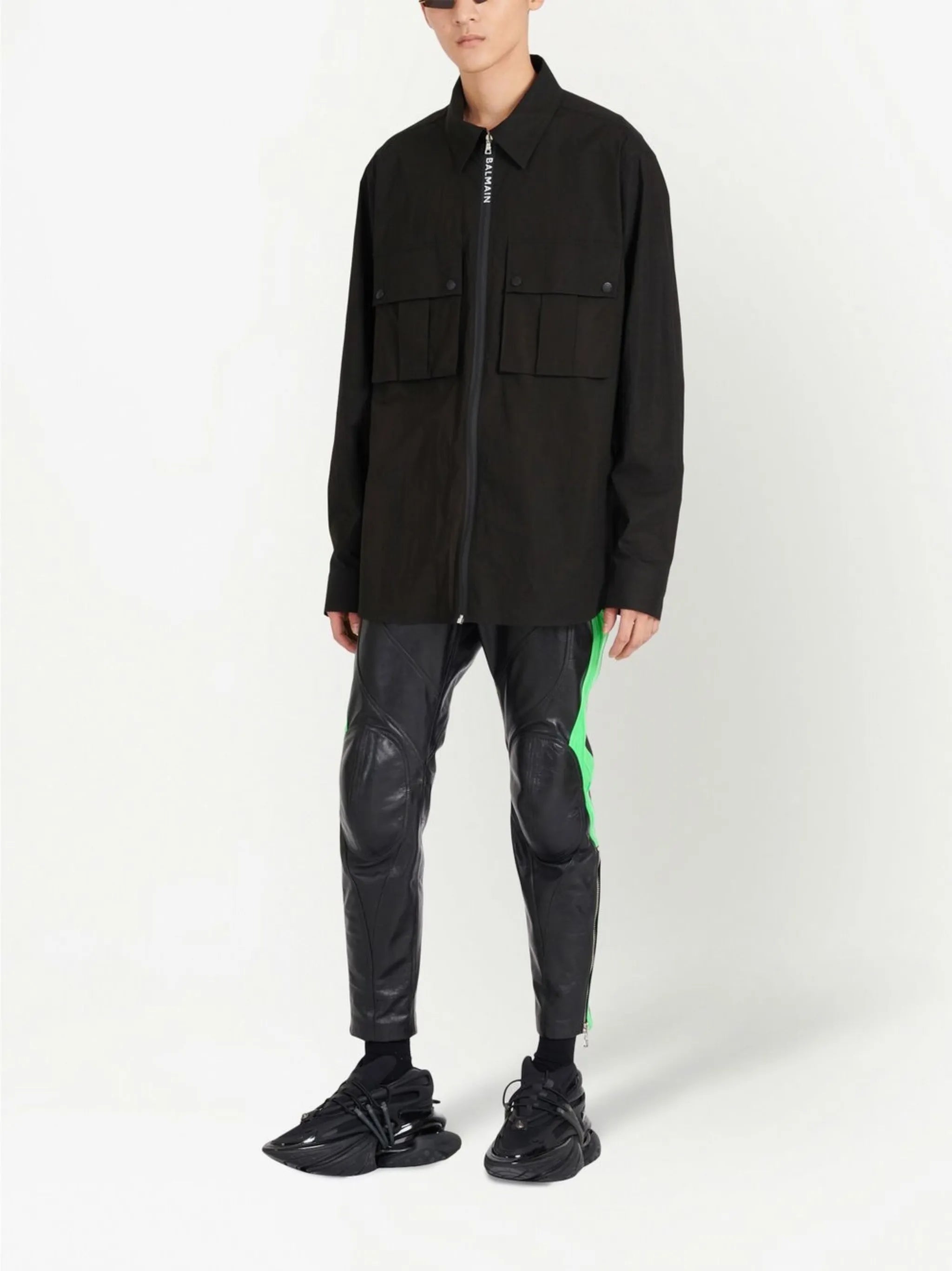 zip-up cotton shirt