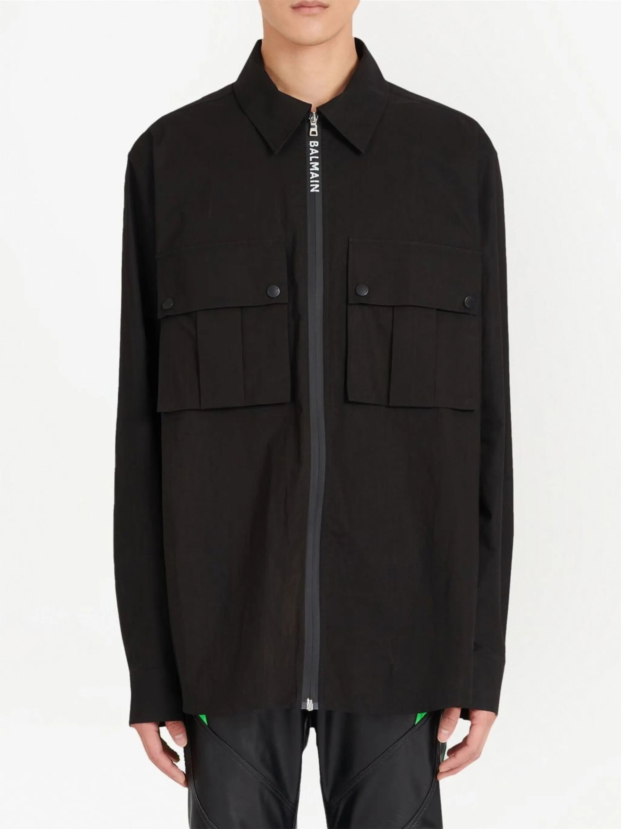 zip-up cotton shirt