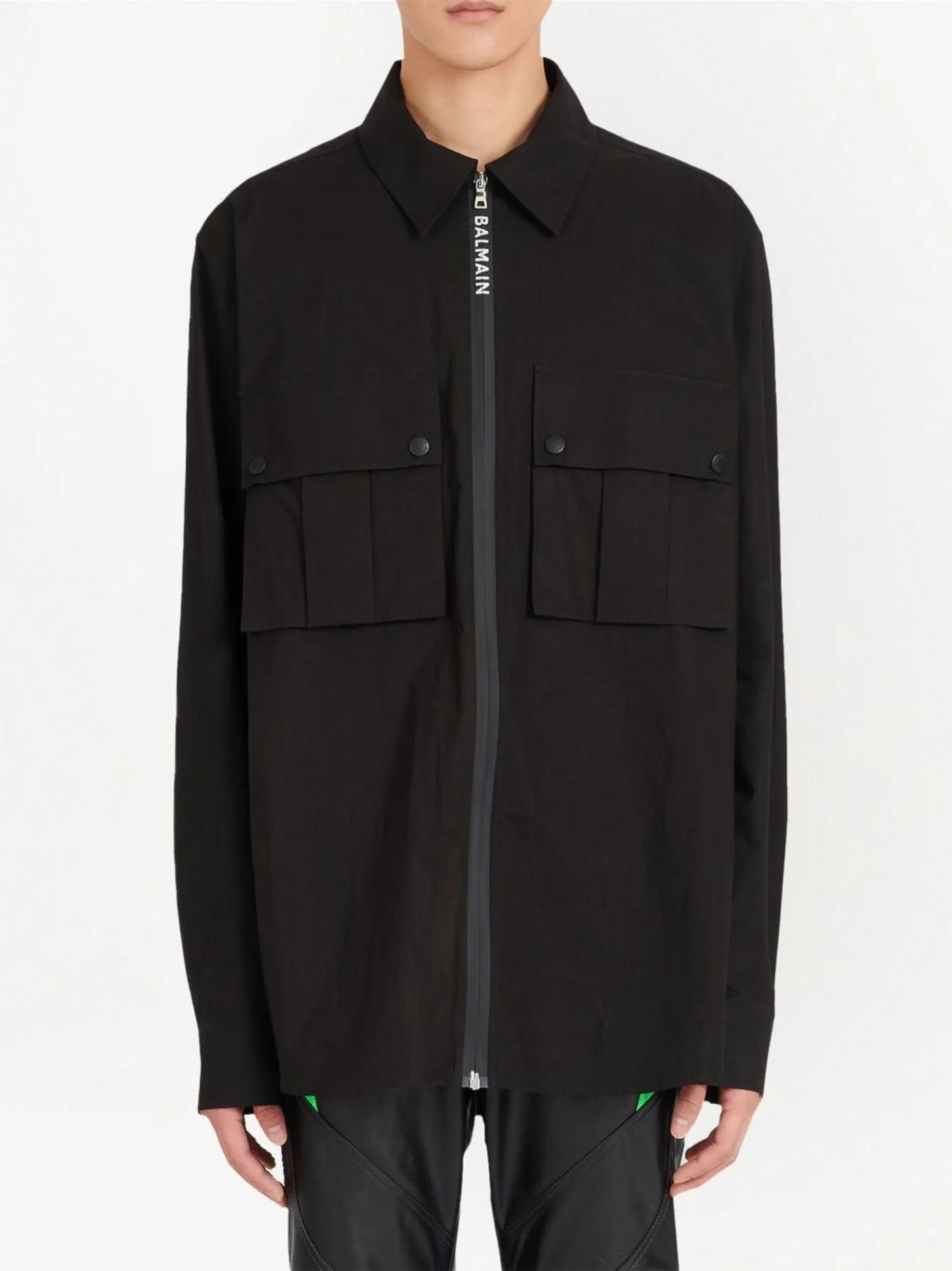 zip-up cotton shirt