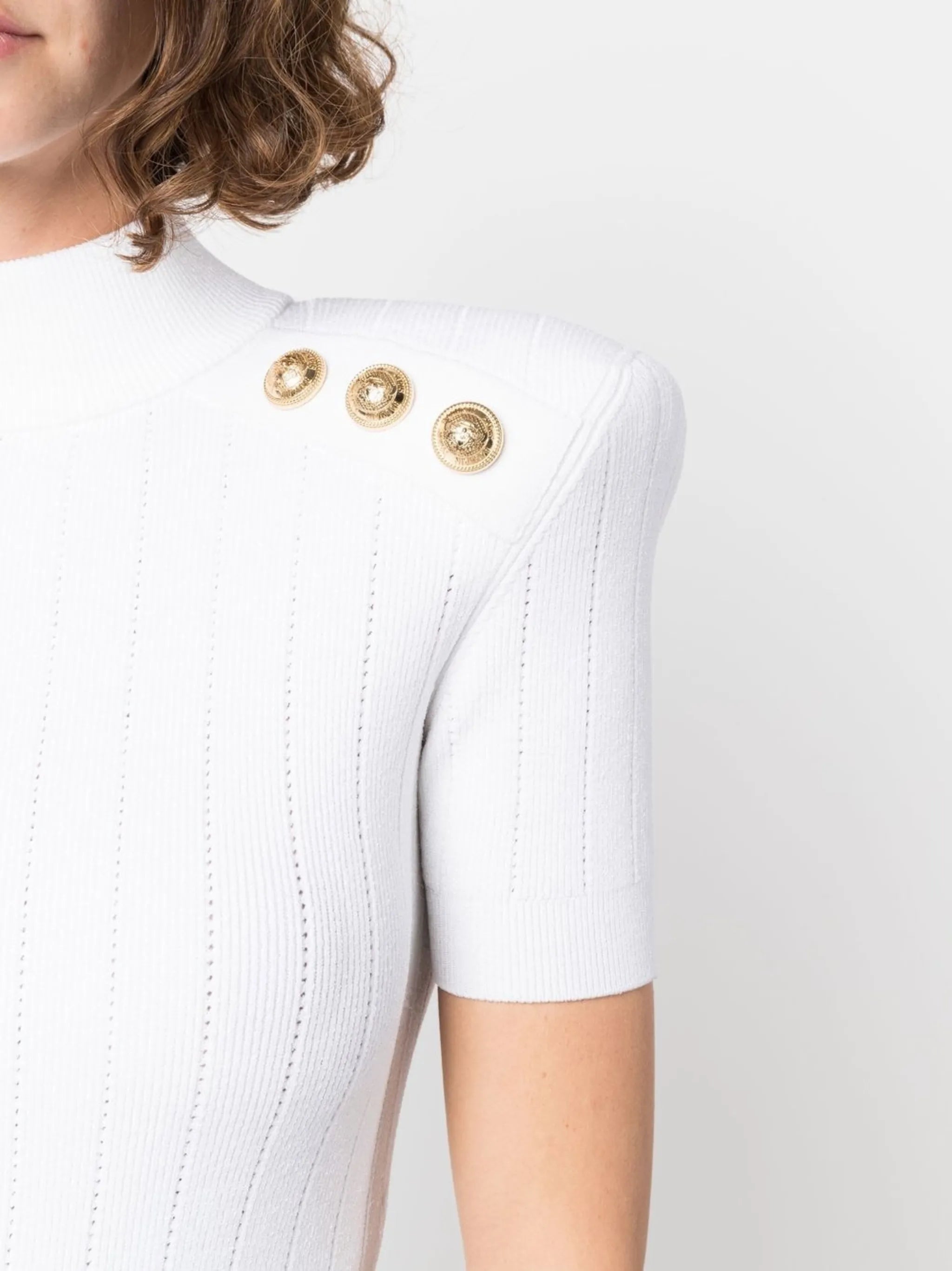 button-embellished ribbed mini dress