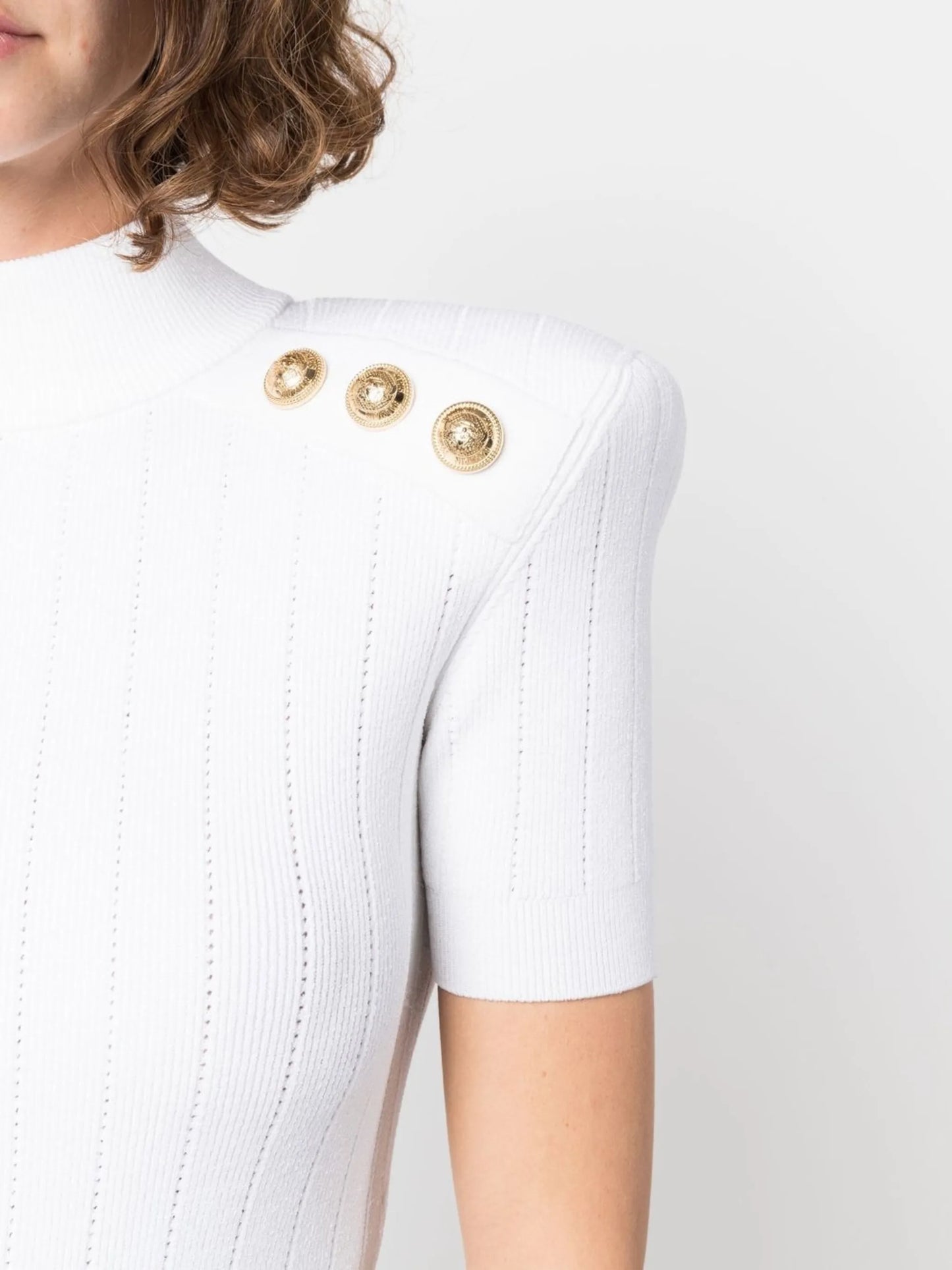 button-embellished ribbed mini dress