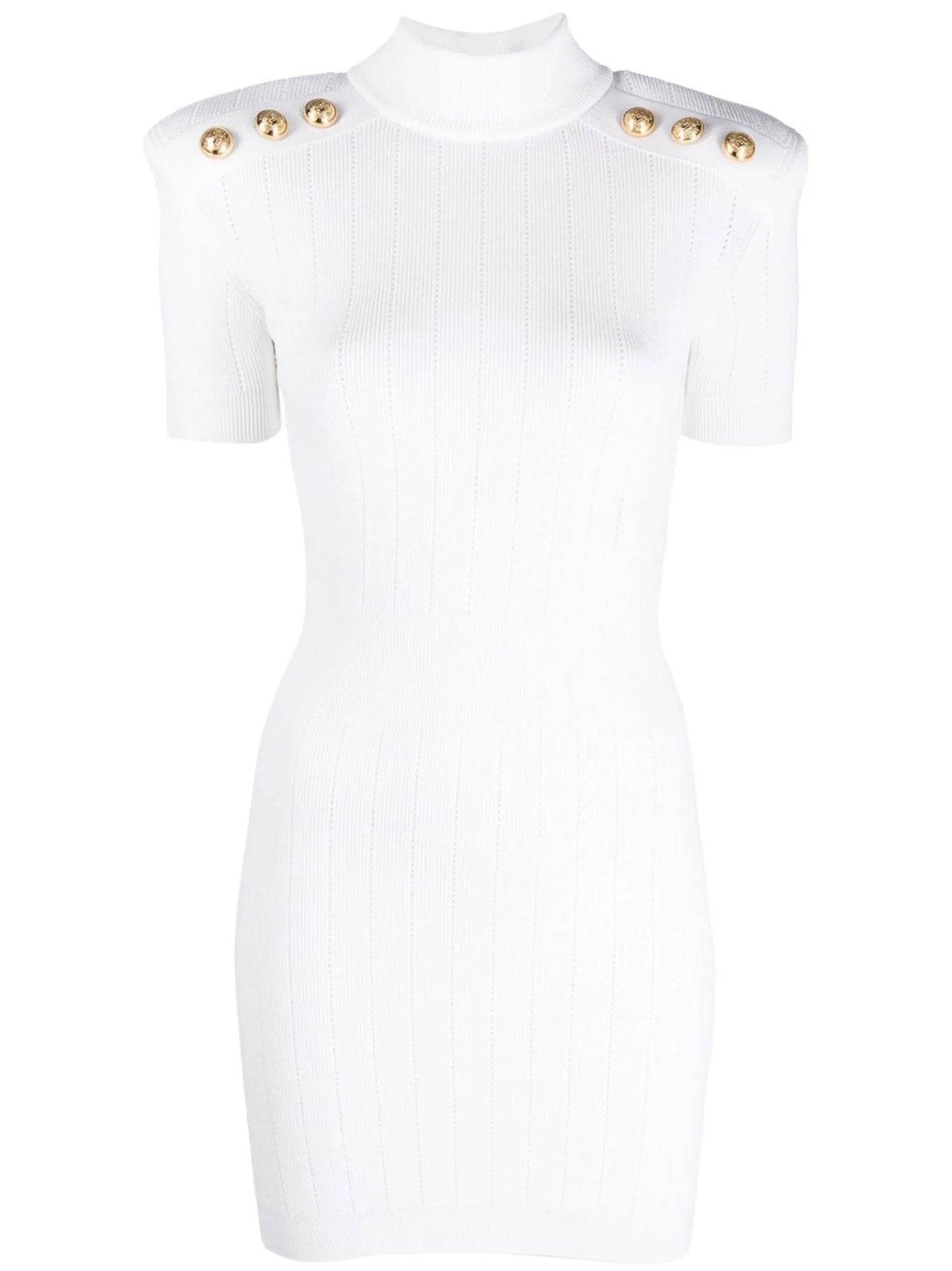 button-embellished ribbed mini dress