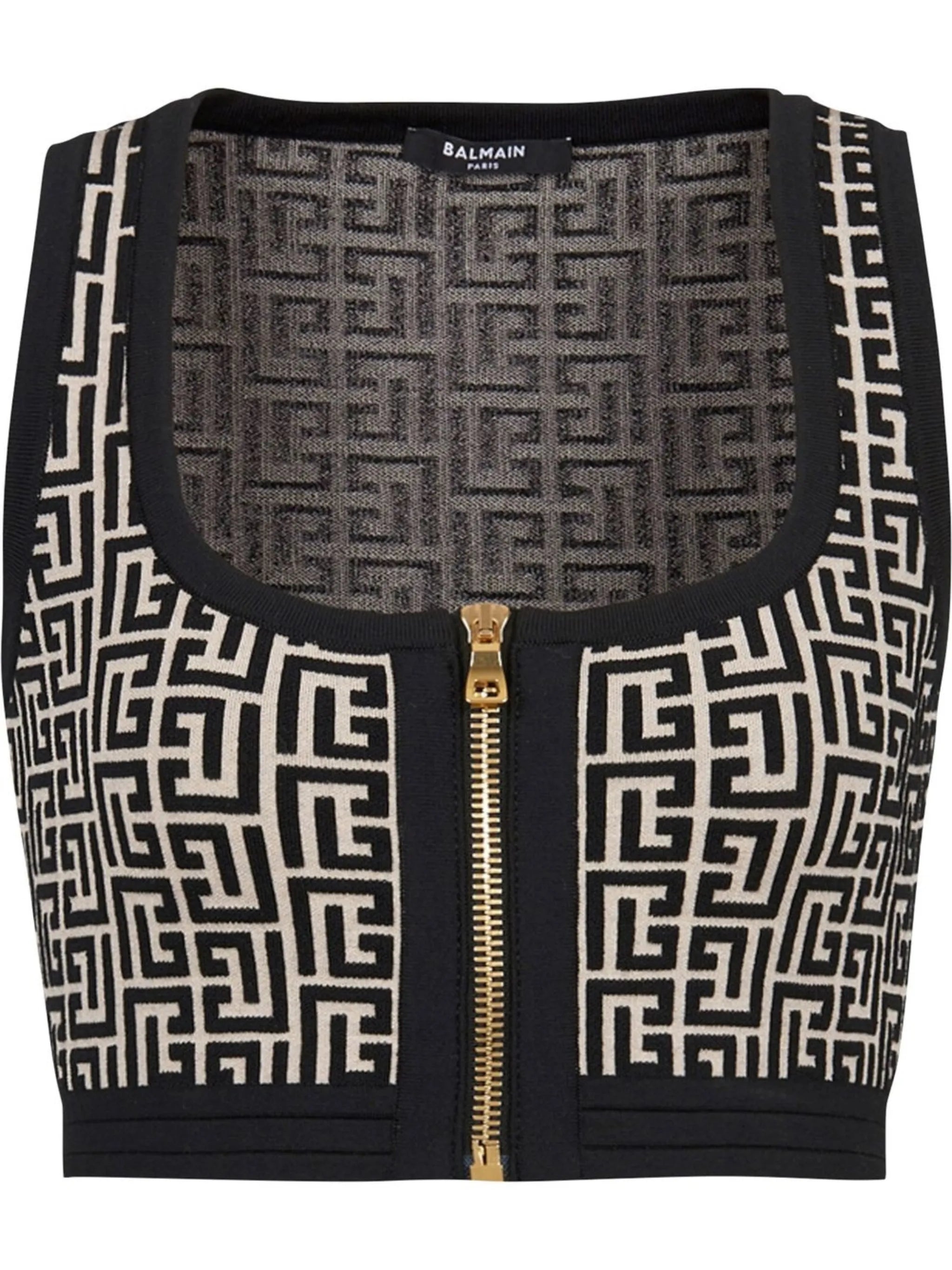 monogram-pattern cropped top