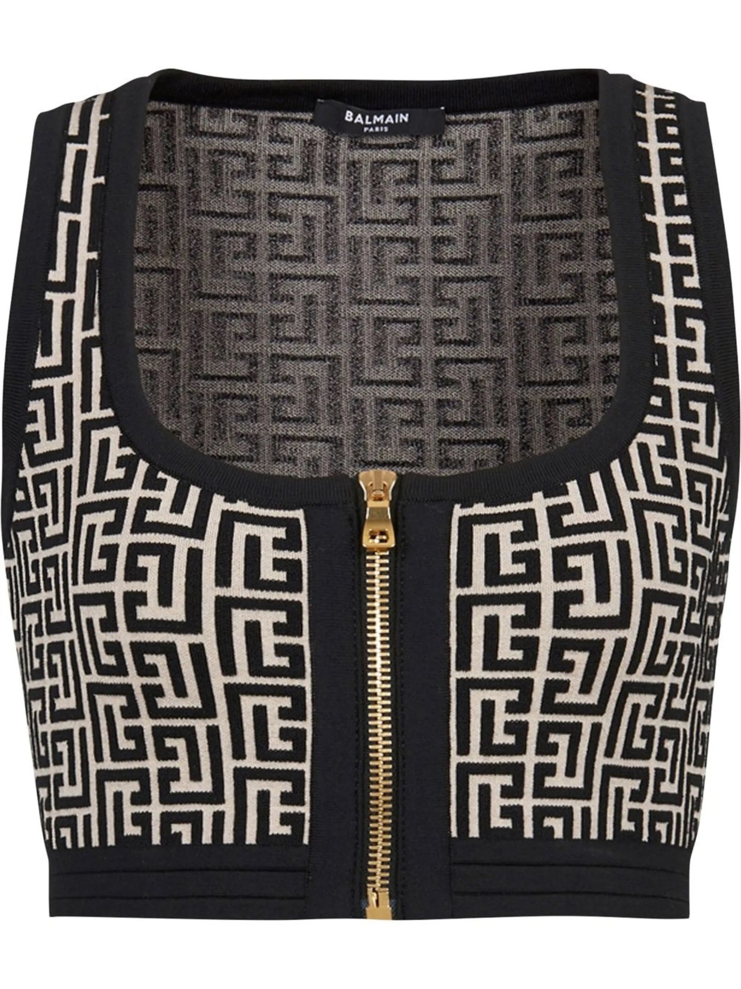 monogram-pattern cropped top