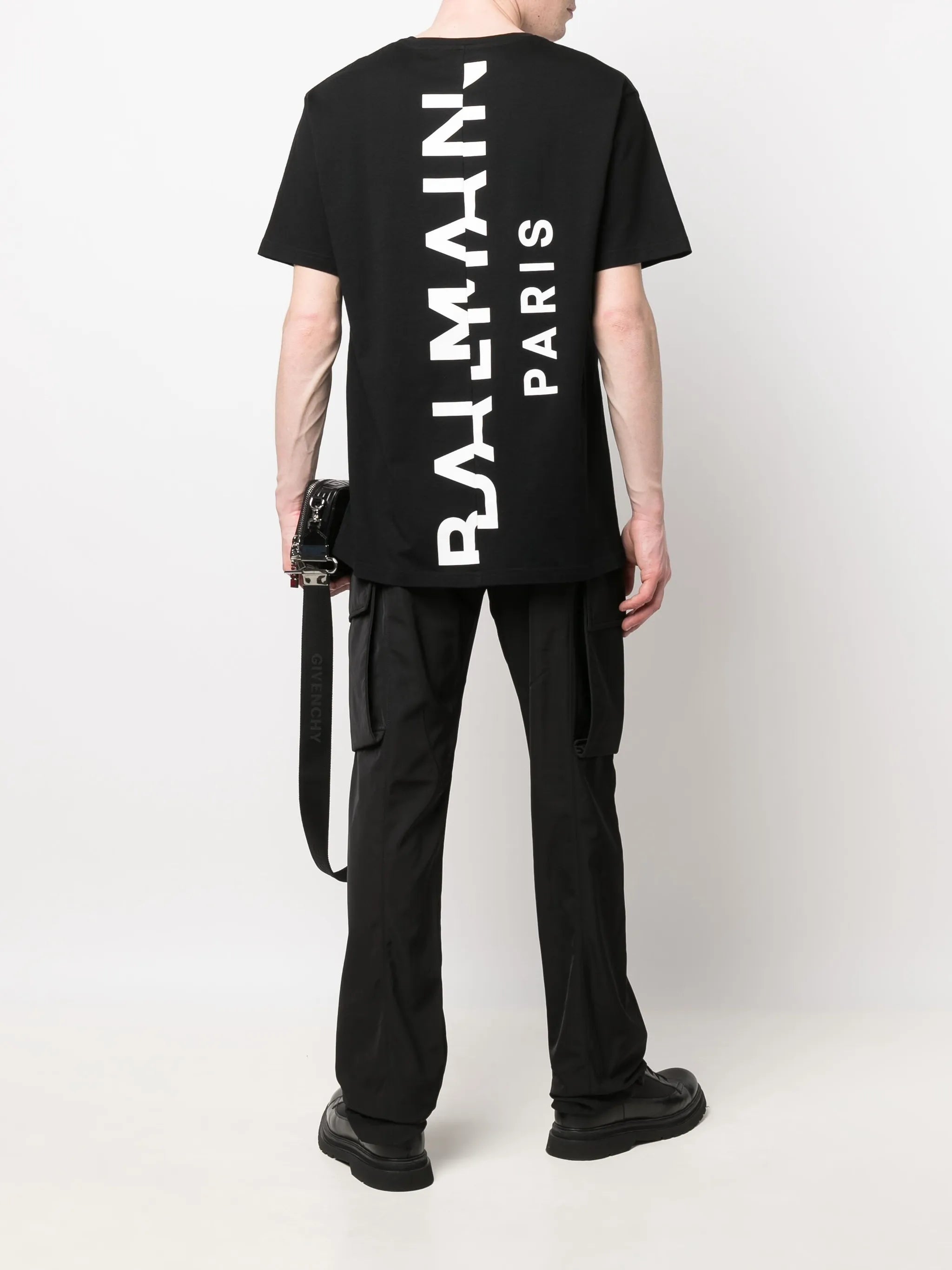 split logo print T-shirt