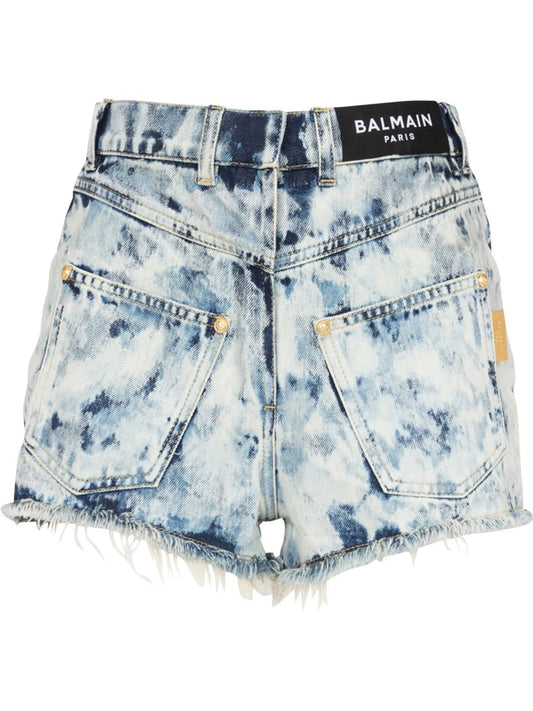 bleached denim mini shorts