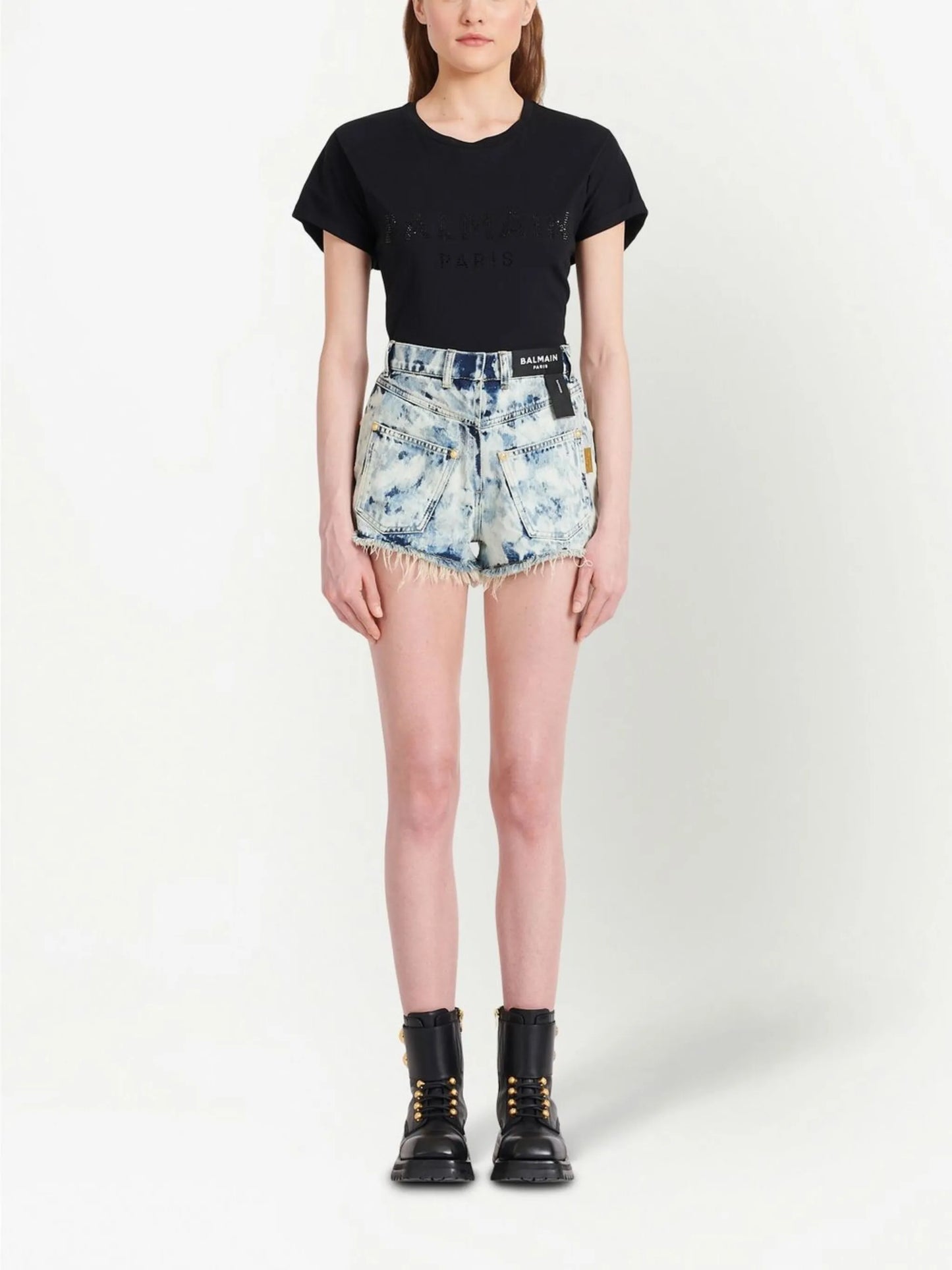 bleached denim mini shorts