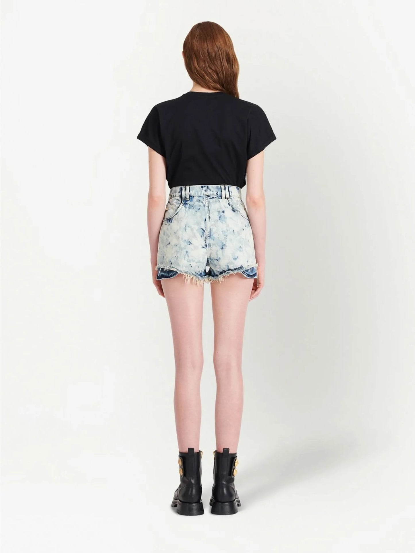 bleached denim mini shorts