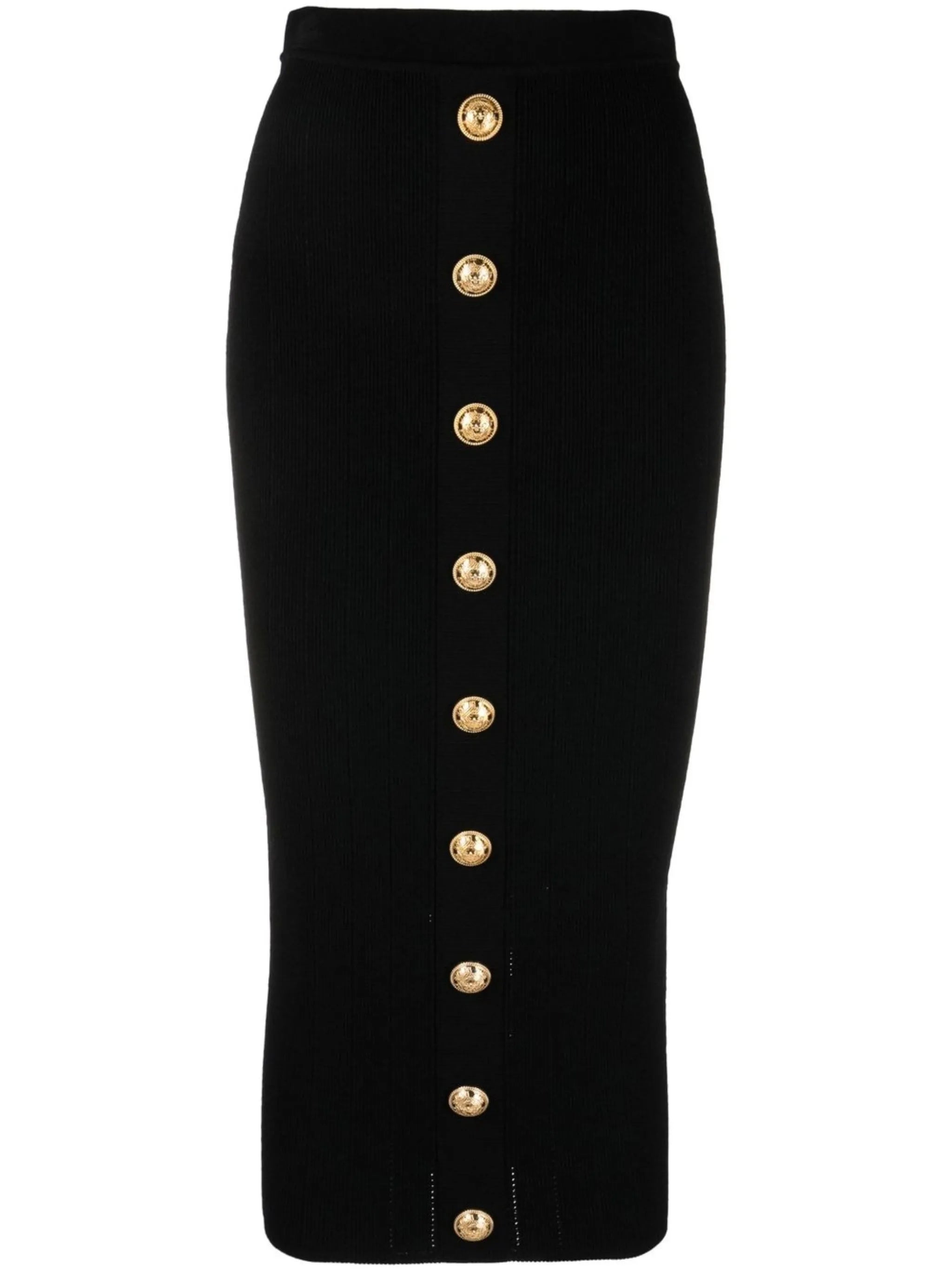 button-embossed pencil skirt