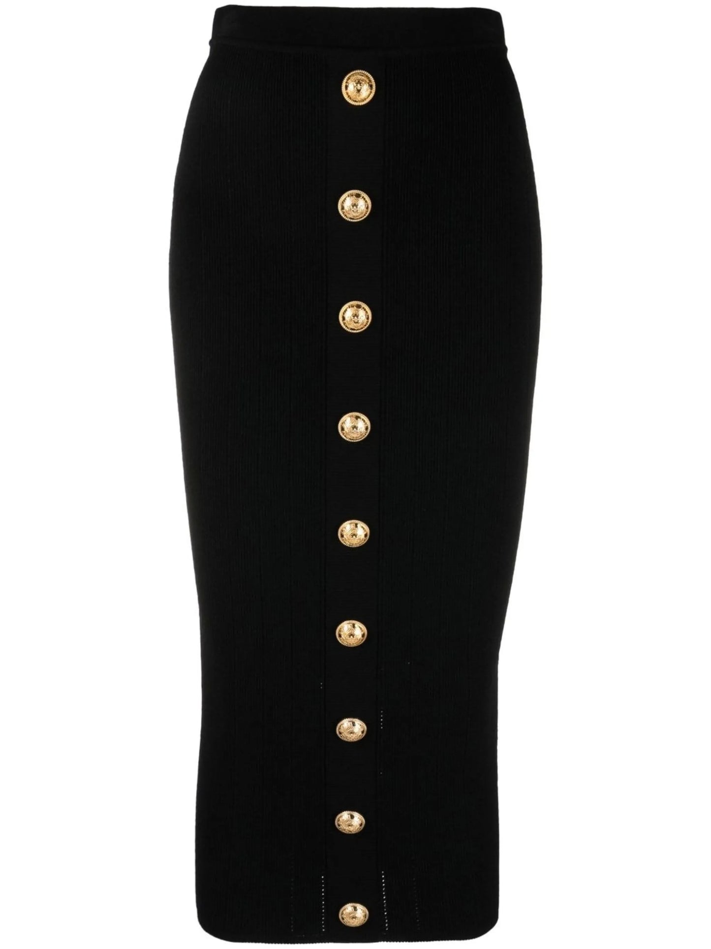 button-embossed pencil skirt